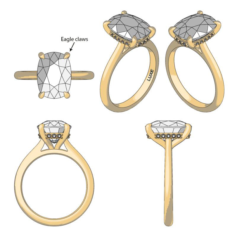 Custom Listing - Old Mine Elongated Cushion Cathedral Setting JK