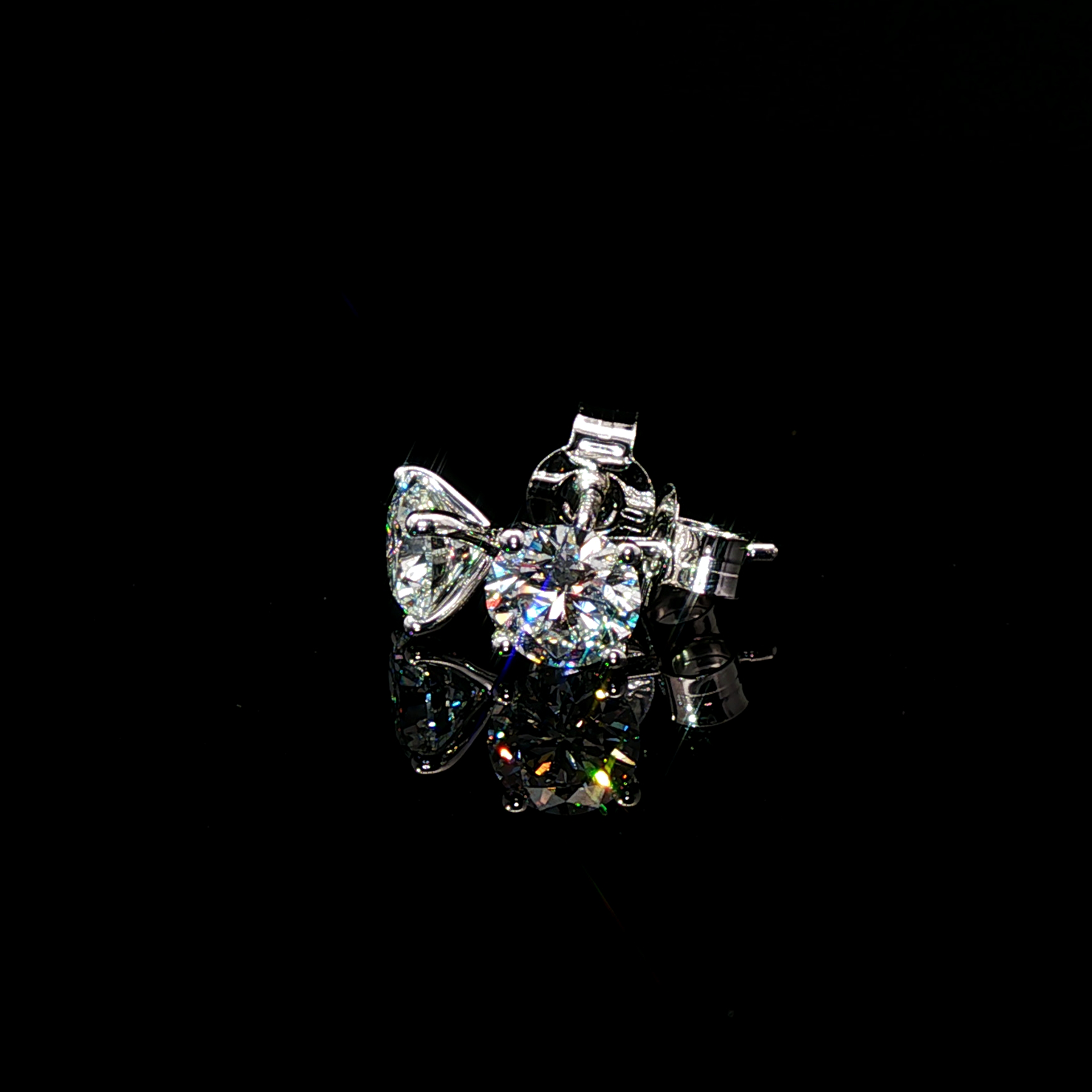 (Ready to Ship) 1.52ct 10k White Gold Diamond Studs EF+ VS+ Lab Diamonds