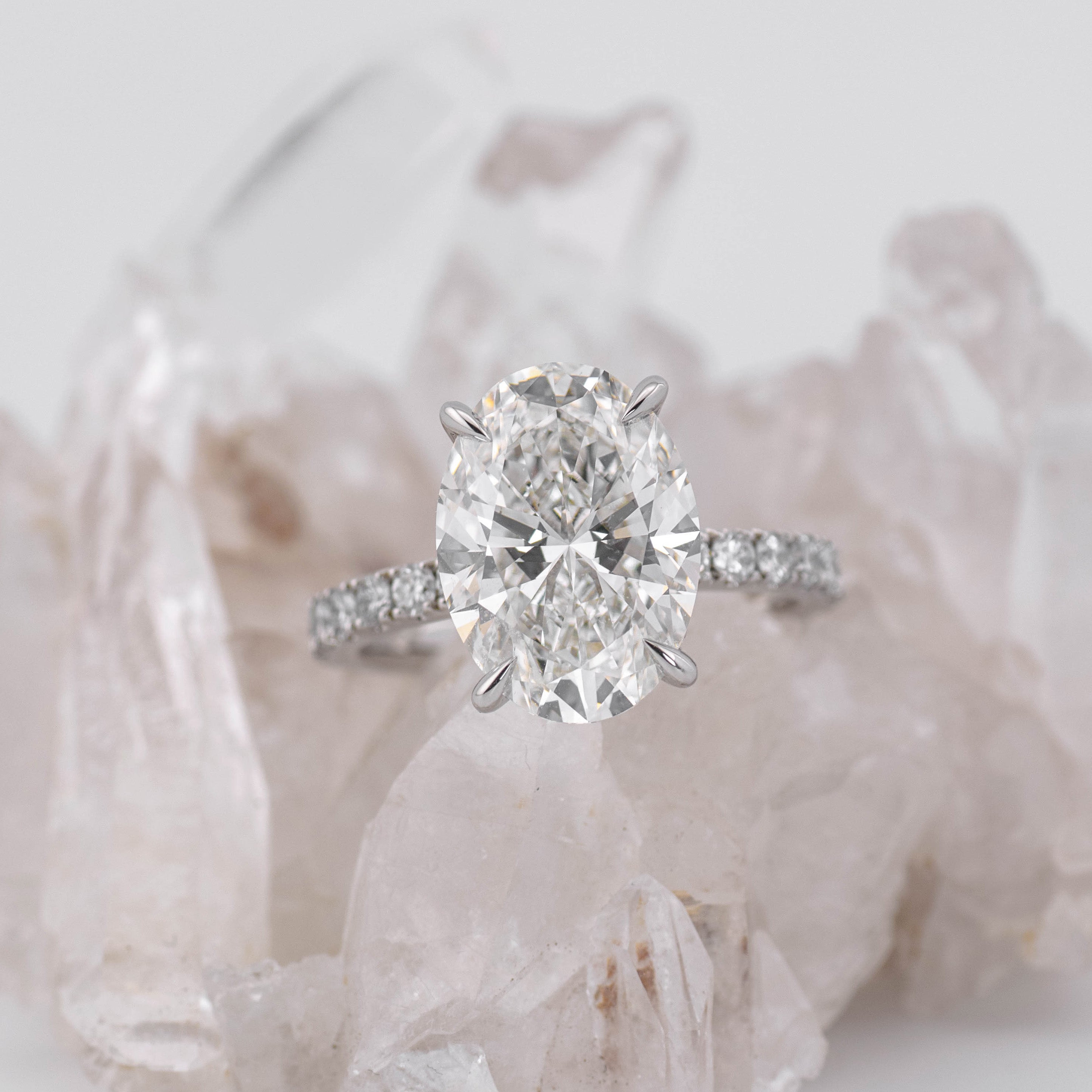 6ct Oval Solitaire with Hidden Halo & Pave Band (made to order) E/F VVS2 (Custom Listing)