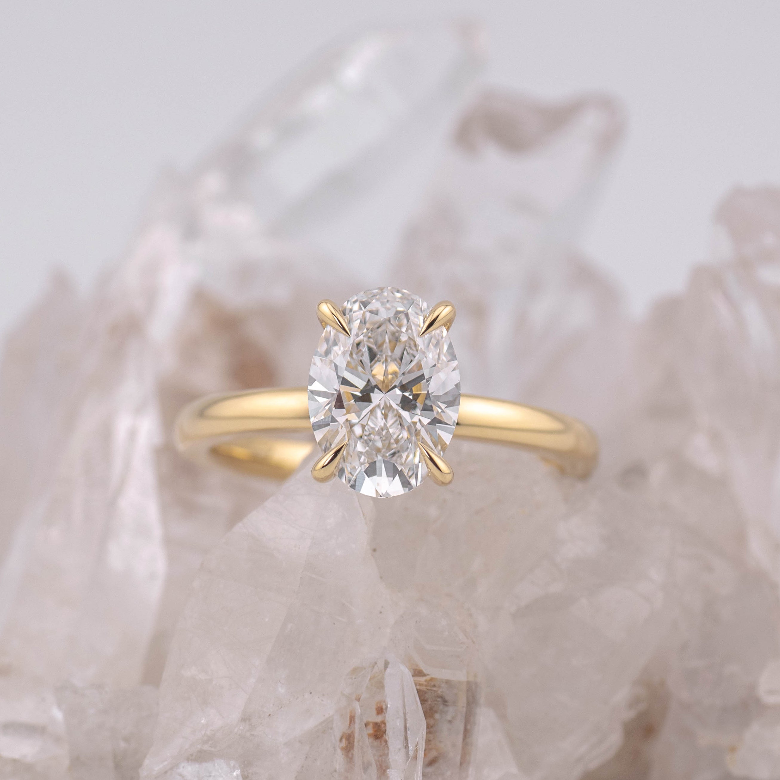(Ready to Ship Size N) - Kate 2.0 – 4 Claw 2.06ct D VVS2 Oval Solitaire 18k
