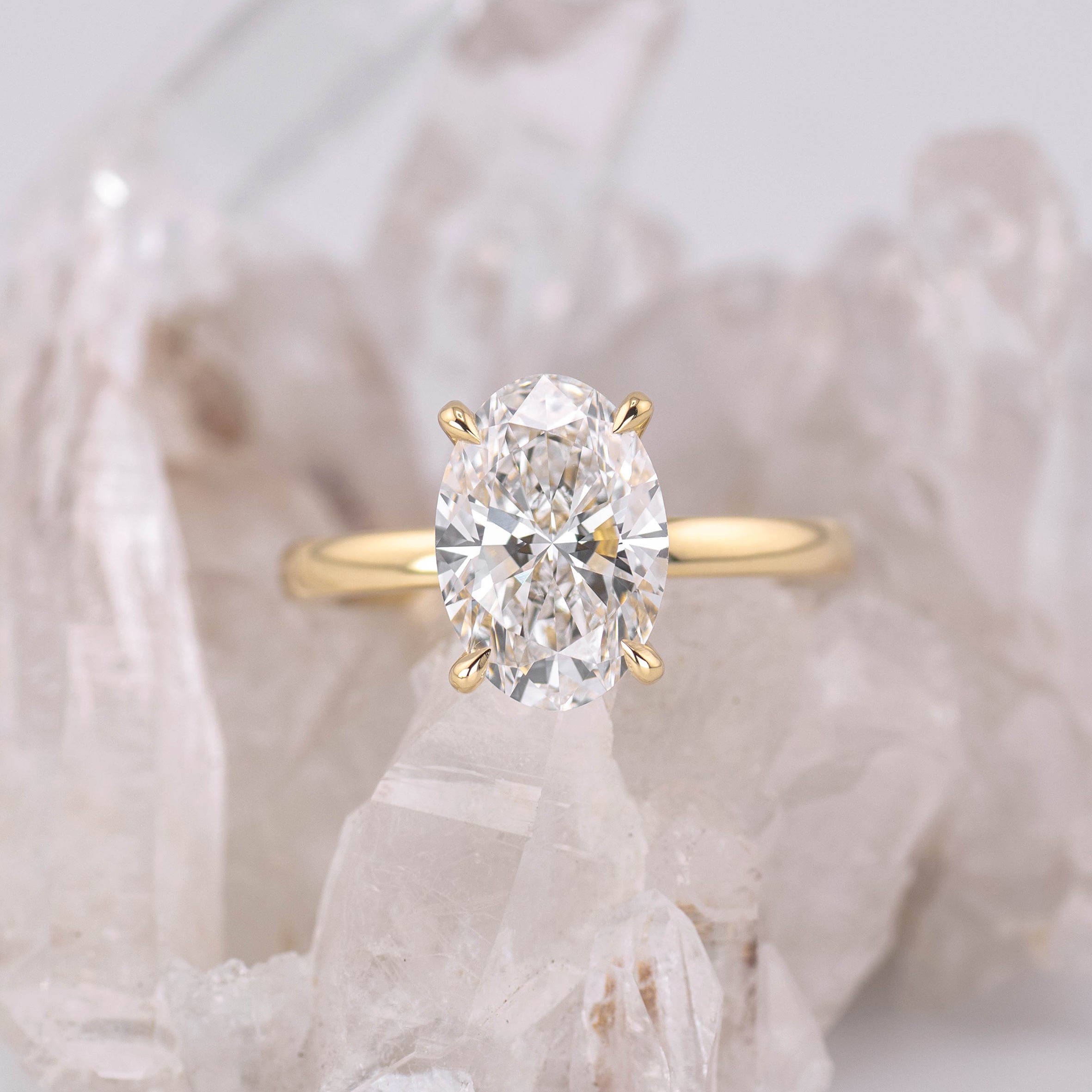 (Ready to Ship Size M) - Kate – 4 Claw 2.84ct Oval Solitaire in 18k Yellow Gold