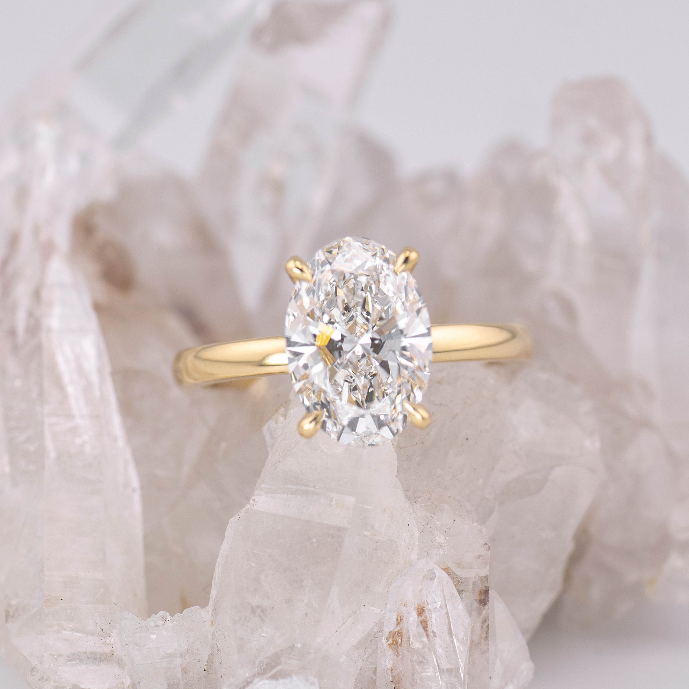 (Ready to Ship Size M) - Kate – 4 Claw 2.84ct Oval Solitaire in 18k Yellow Gold