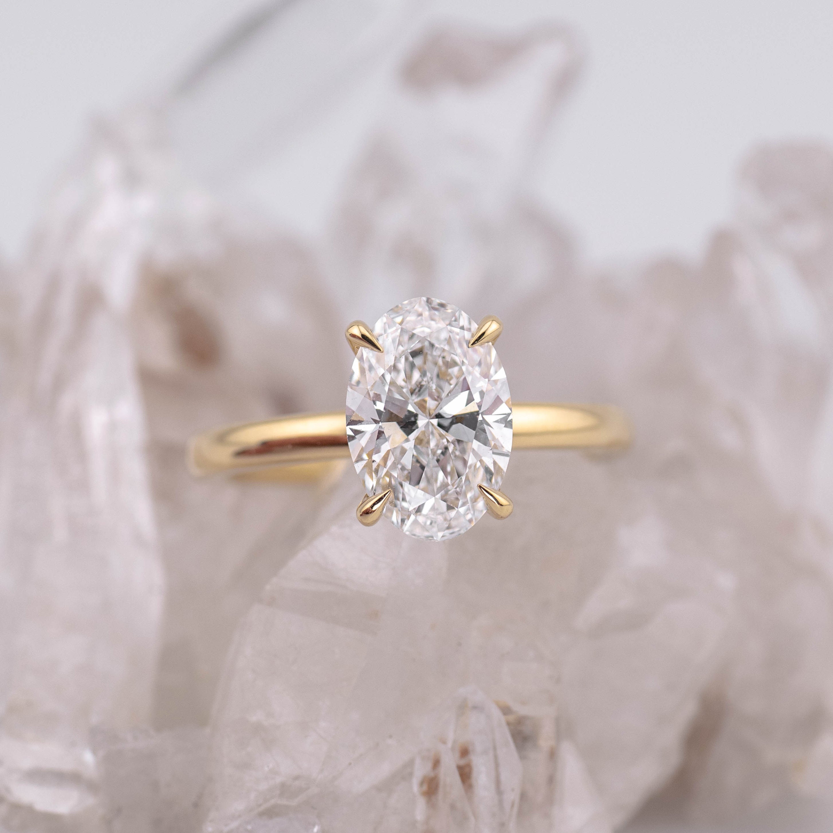 Michael - (Ready to Ship Size L) - Oval Kate 2.0 – 4 Claw 2.06ct D VVS2 Solitaire in 18k Yellow Gold