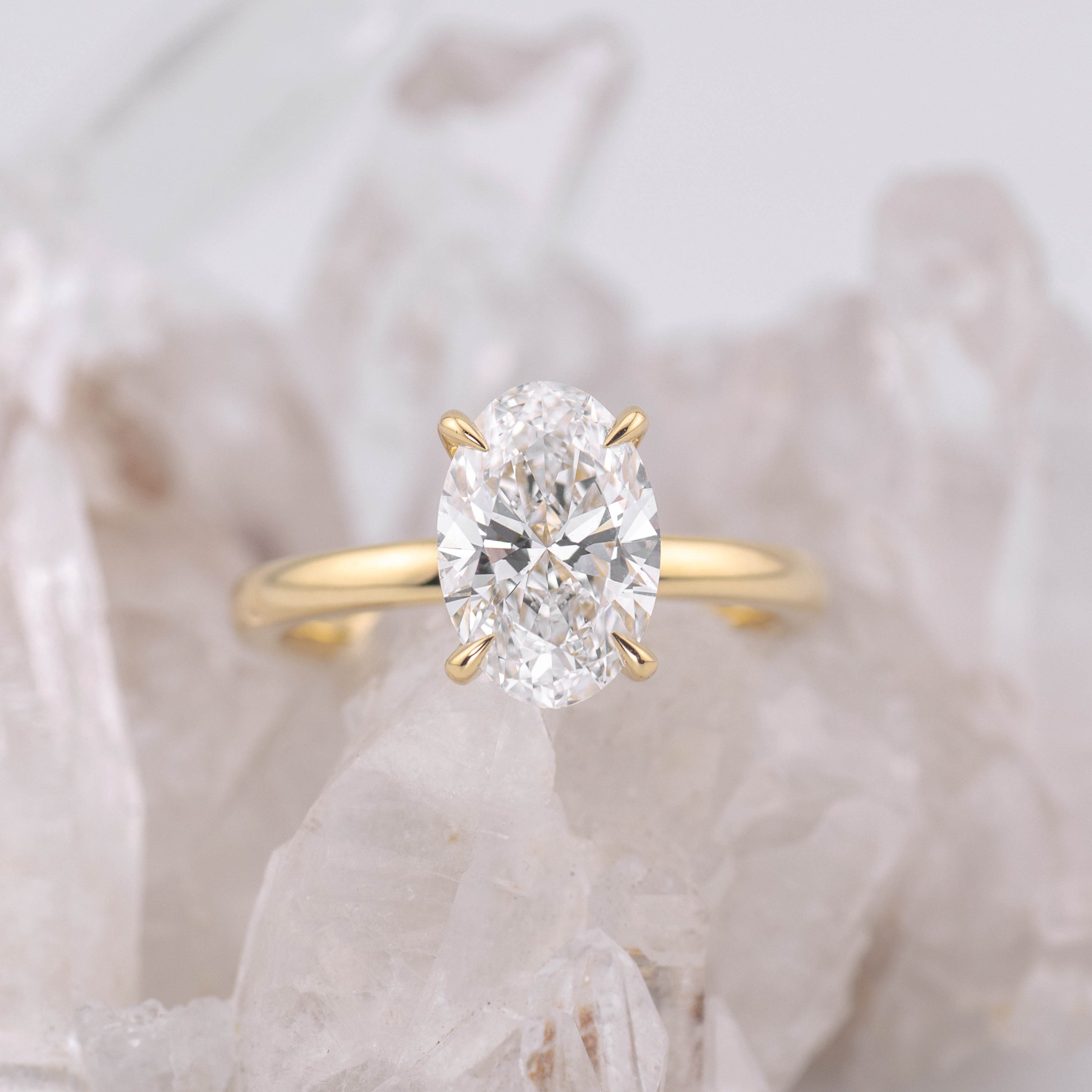 Michael - (Ready to Ship Size L) - Oval Kate 2.0 – 4 Claw 2.06ct D VVS2 Solitaire in 18k Yellow Gold