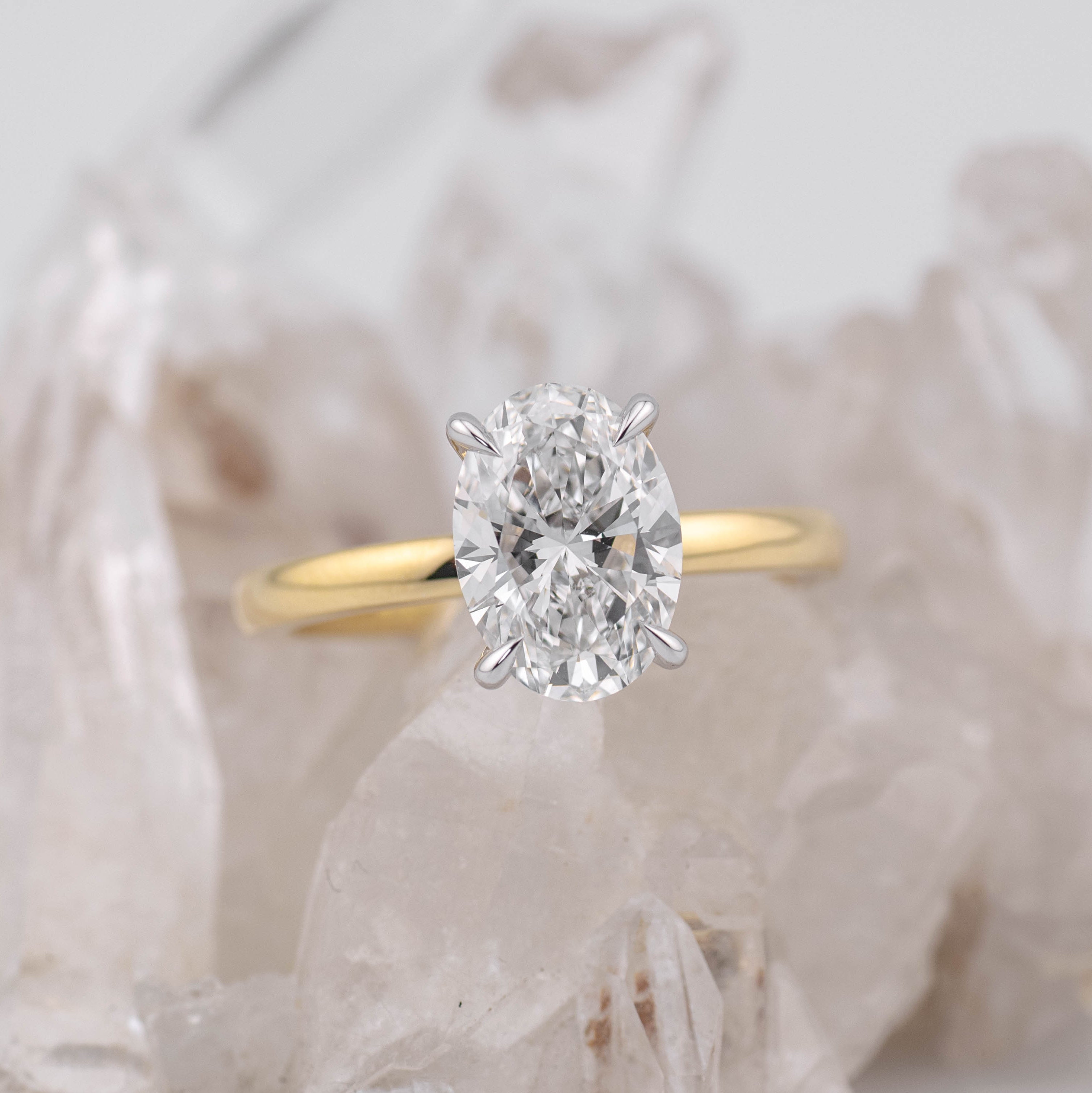 (Ready to Ship Size M) - Kate 2.0 – 4 Claw 2.13ct D VVS2 Oval Solitaire