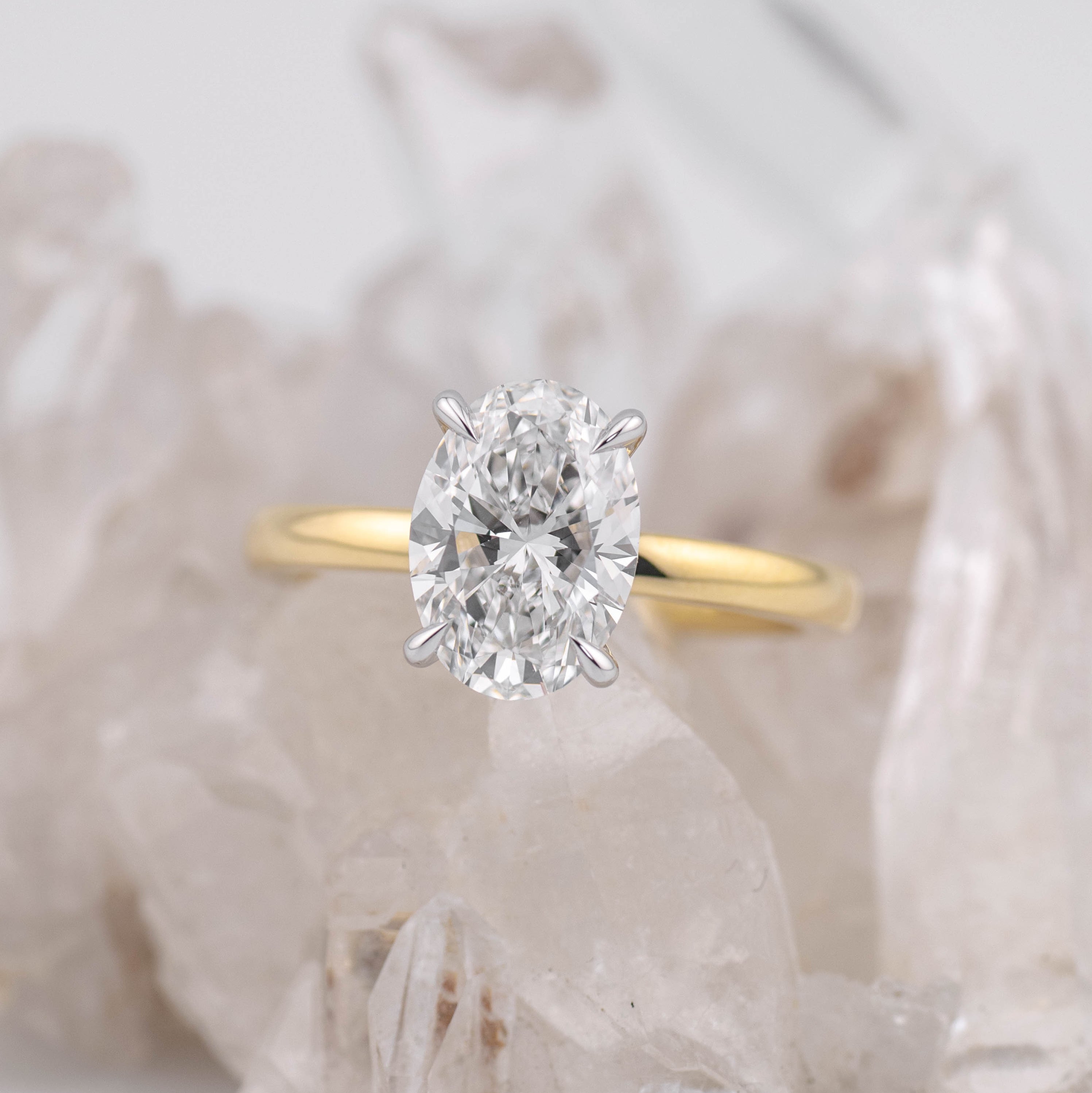 (Ready to Ship Size M) - Kate 2.0 – 4 Claw 2.13ct D VVS2 Oval Solitaire