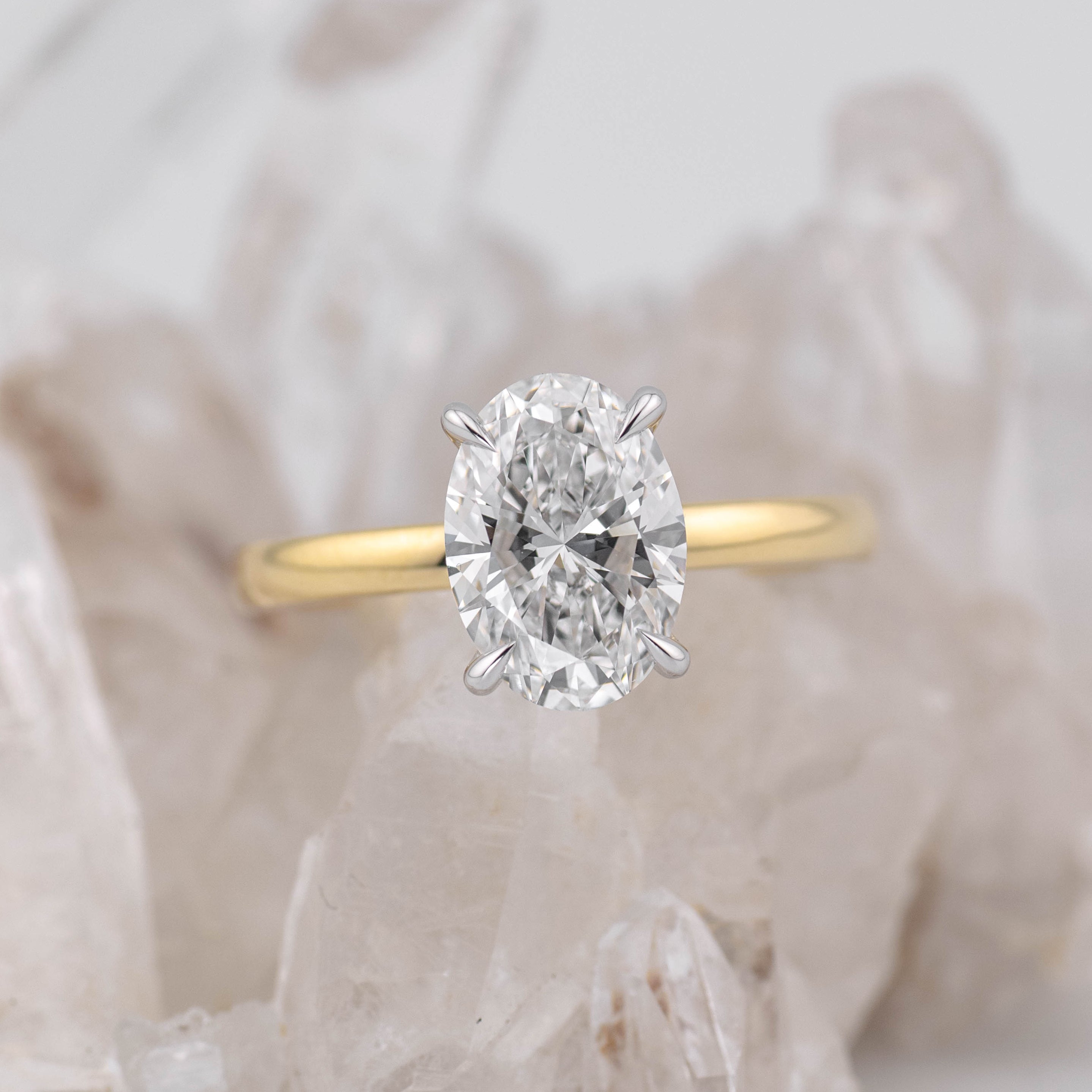 (Ready to Ship Size M) - Kate 2.0 – 4 Claw 2.13ct D VVS2 Oval Solitaire