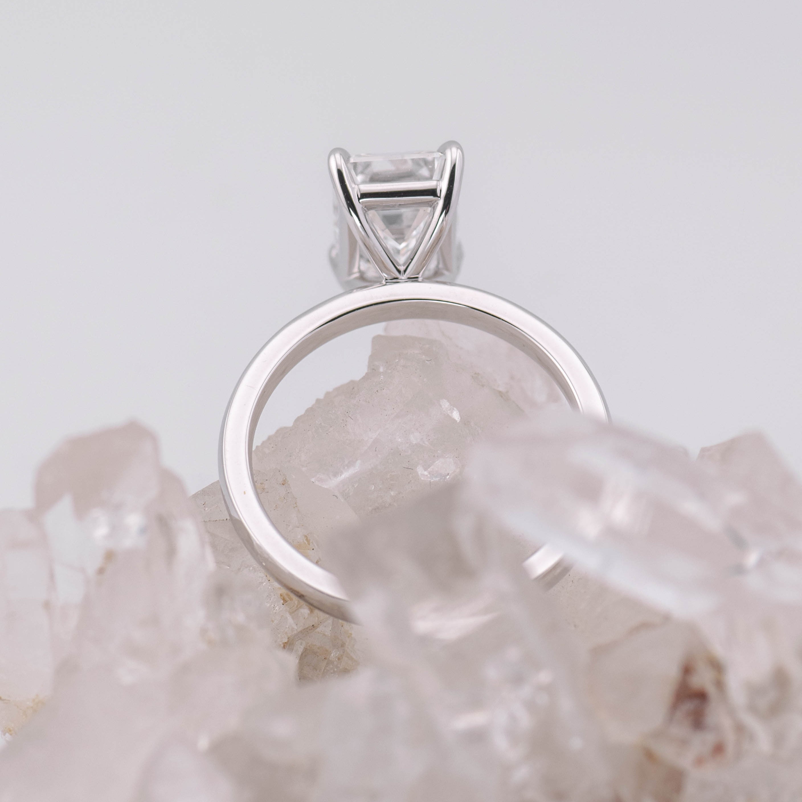 (Ready to Ship Size M) - Emma Emerald Cut Solitaire 2.54ct D VVS2 18k White Gold