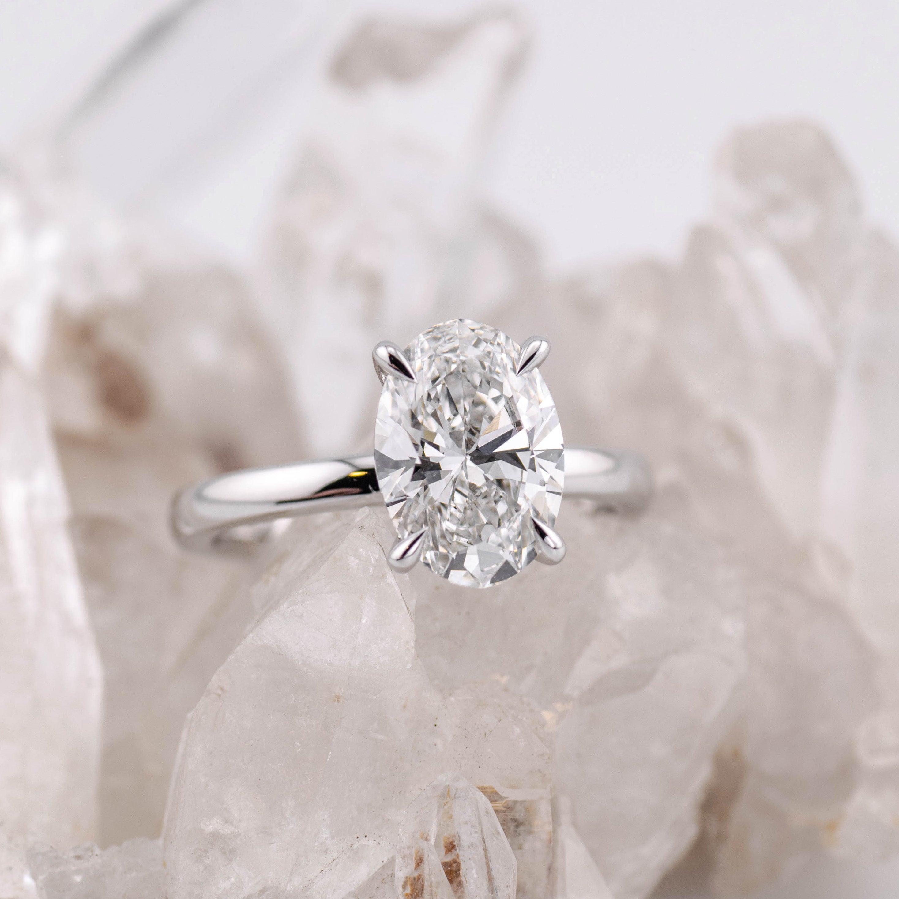 Kate 2.0 – 4 Claw 2ct Oval Solitaire (Made to Order) F Colour VVS2