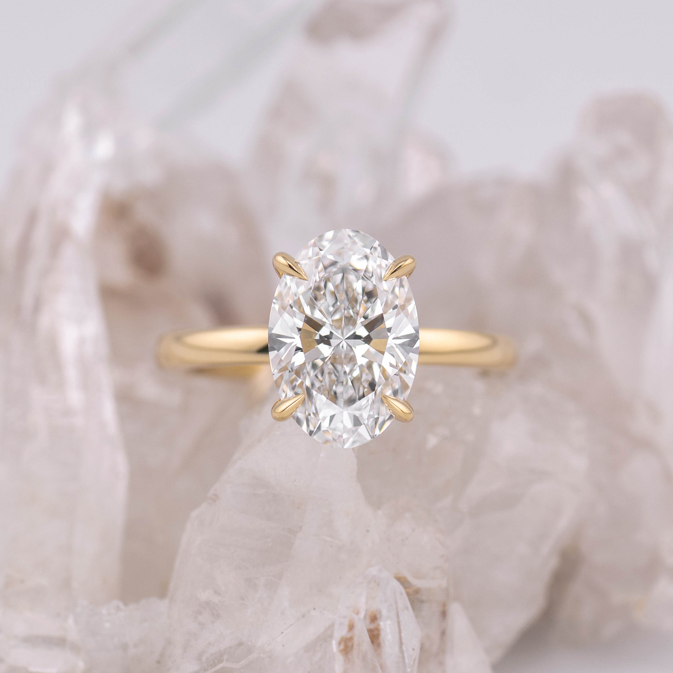 Bella 3.0 – 4 Claw 3ct D VVS2 Oval Solitaire in 18k Yellow Gold (Custom Listing)