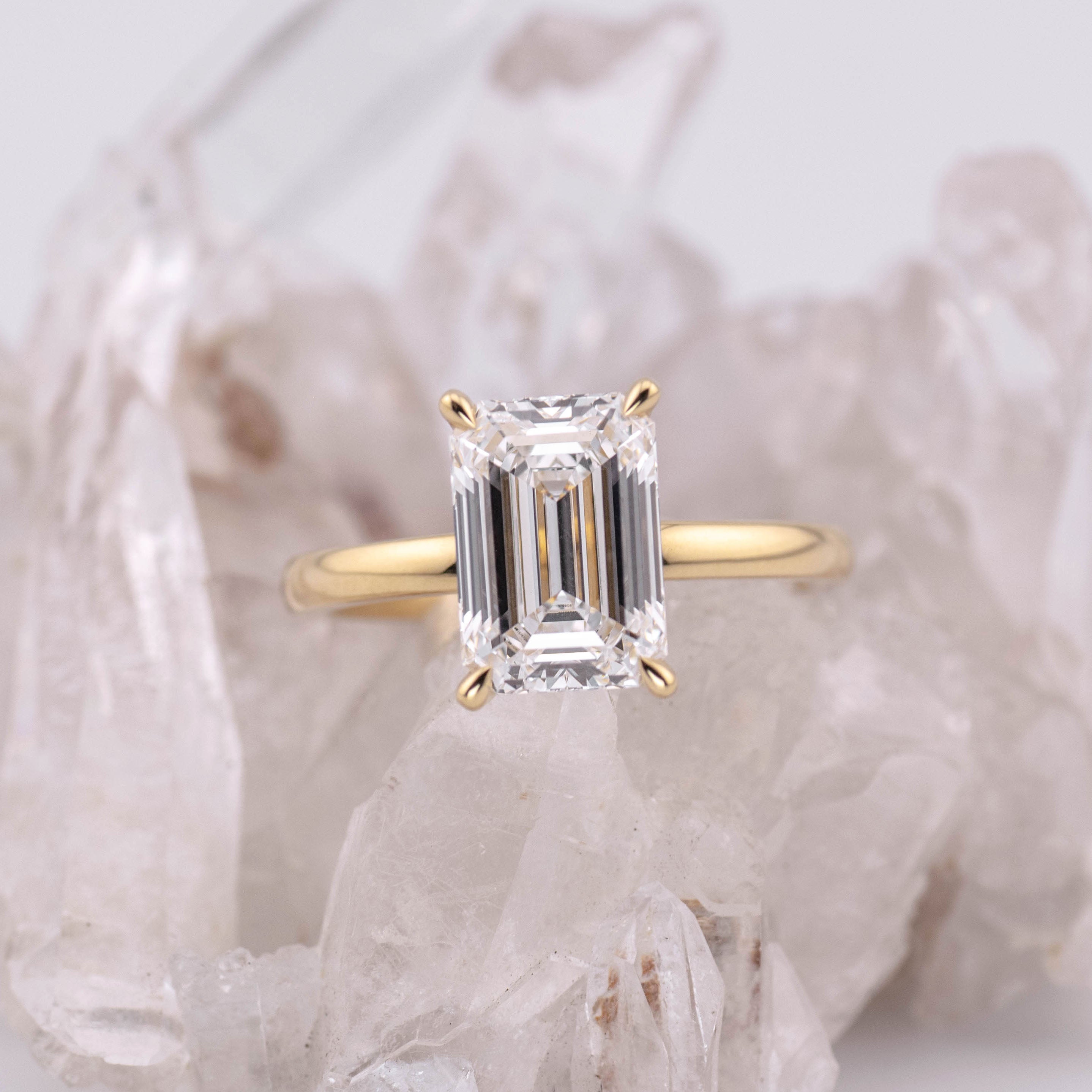 Emma 3.0 – 4 Claw 3ct Emerald Cut Solitaire (Made to Order) E/F Colour VVS2