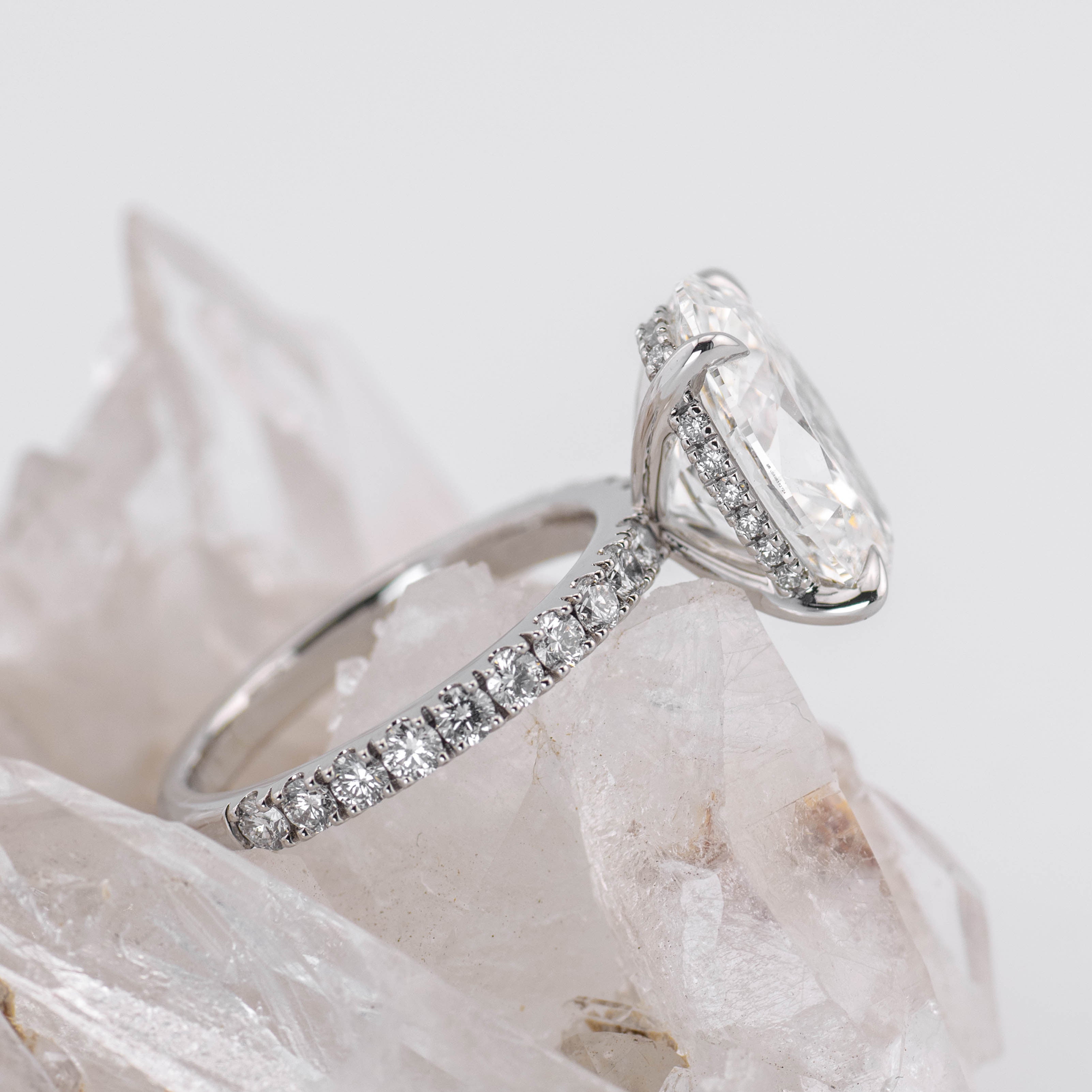 6ct Oval Solitaire with Hidden Halo & Pave Band (made to order) E/F VVS2 (Custom Listing)