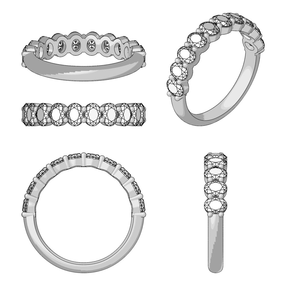 Custom 1/2 Band Oval Wedding/Eternity Ring
