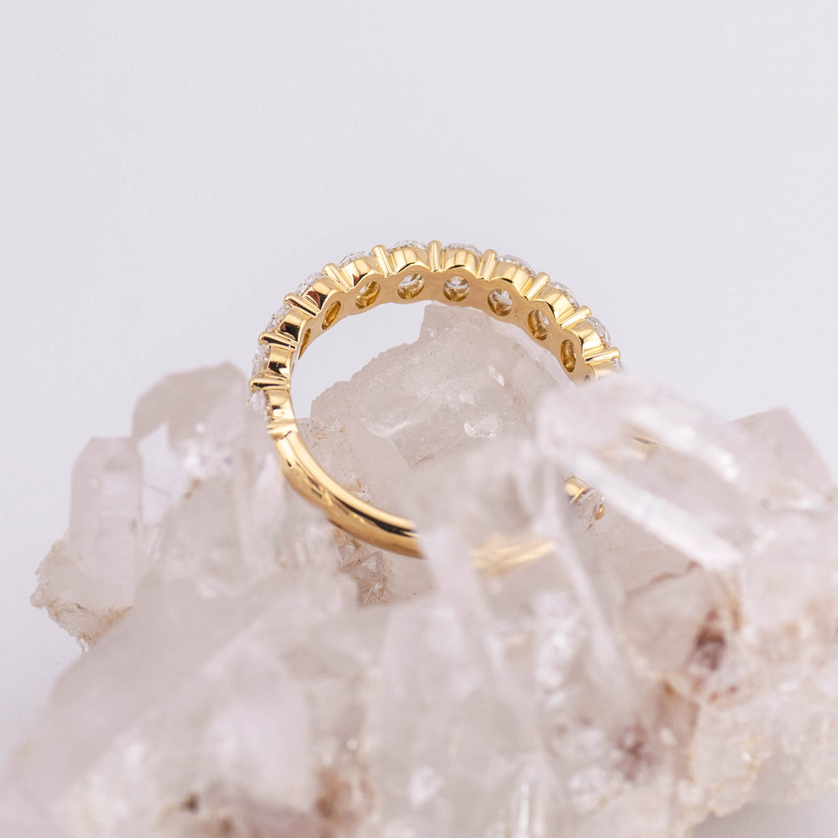 (Ready to Ship N) Hazel 3/4 Band Oval Wedding/Eternity Ring 18k Yellow Gold