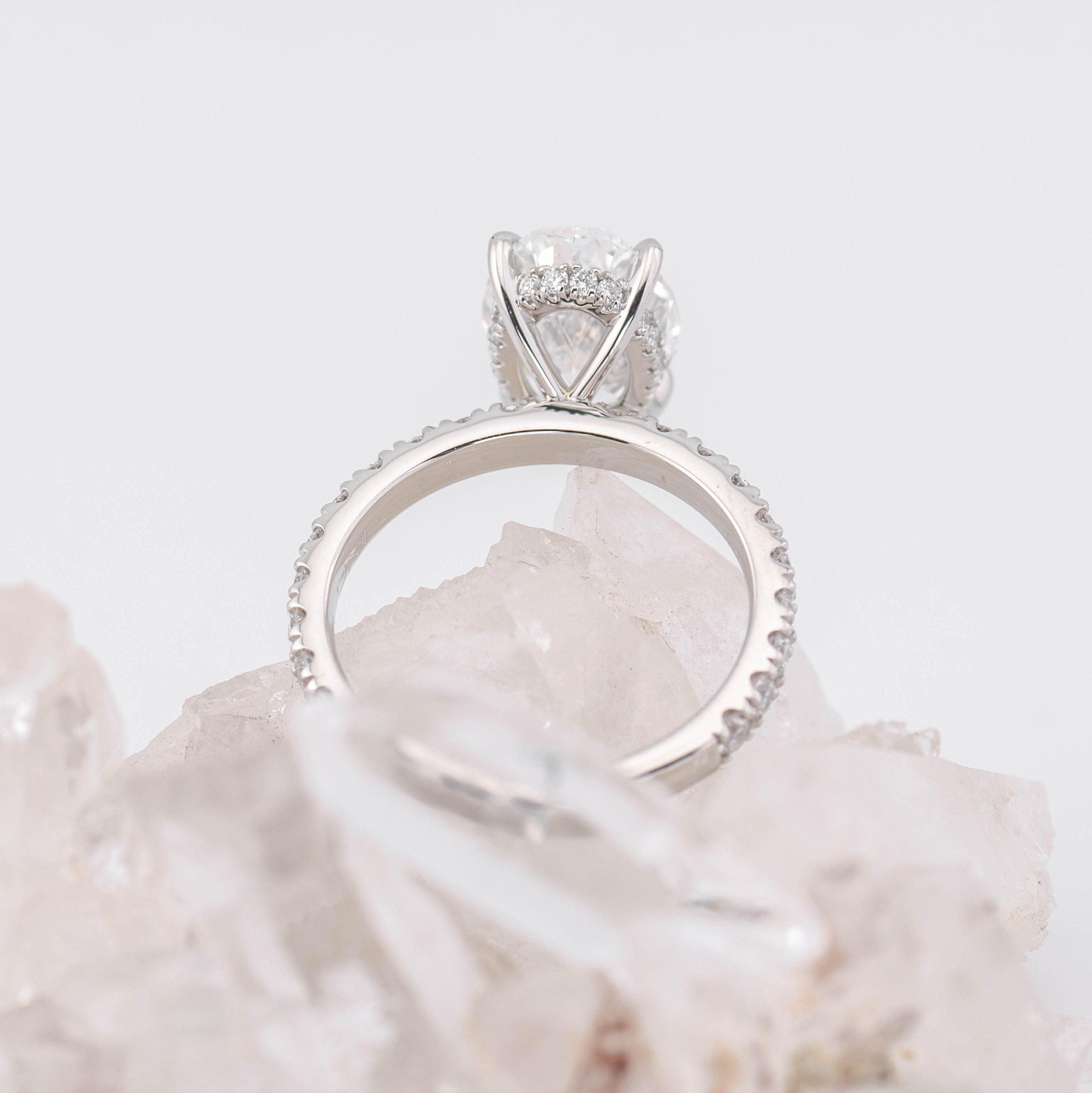 3CT OVAL SOLITAIRE WITH HIDDEN HALO & PAVE BAND (MADE TO ORDER) F VVS2