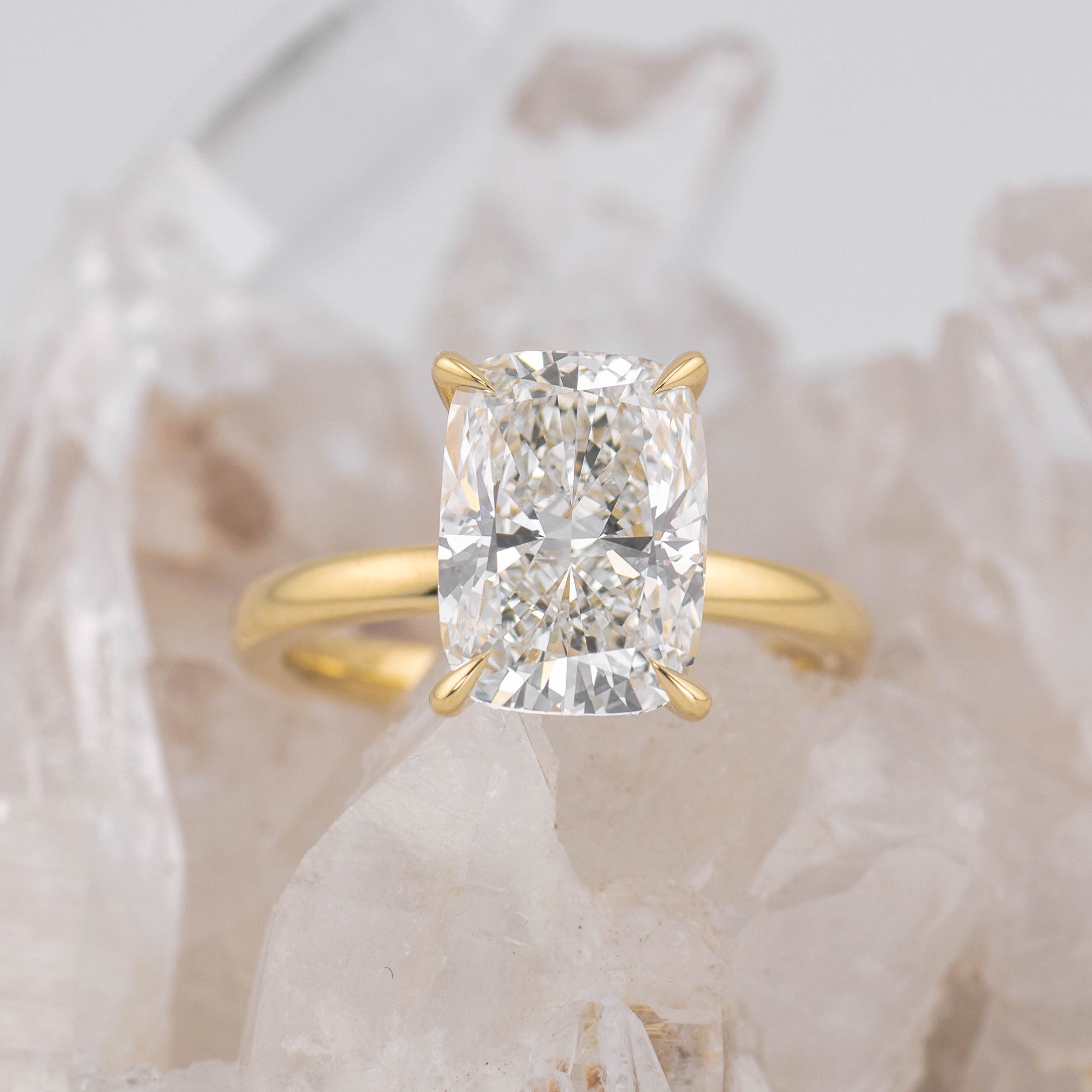 Catherine 4.0 – 4 Claw 4ct Elongated Cushion Solitaire (Made to Order) E/F Colour VVS2