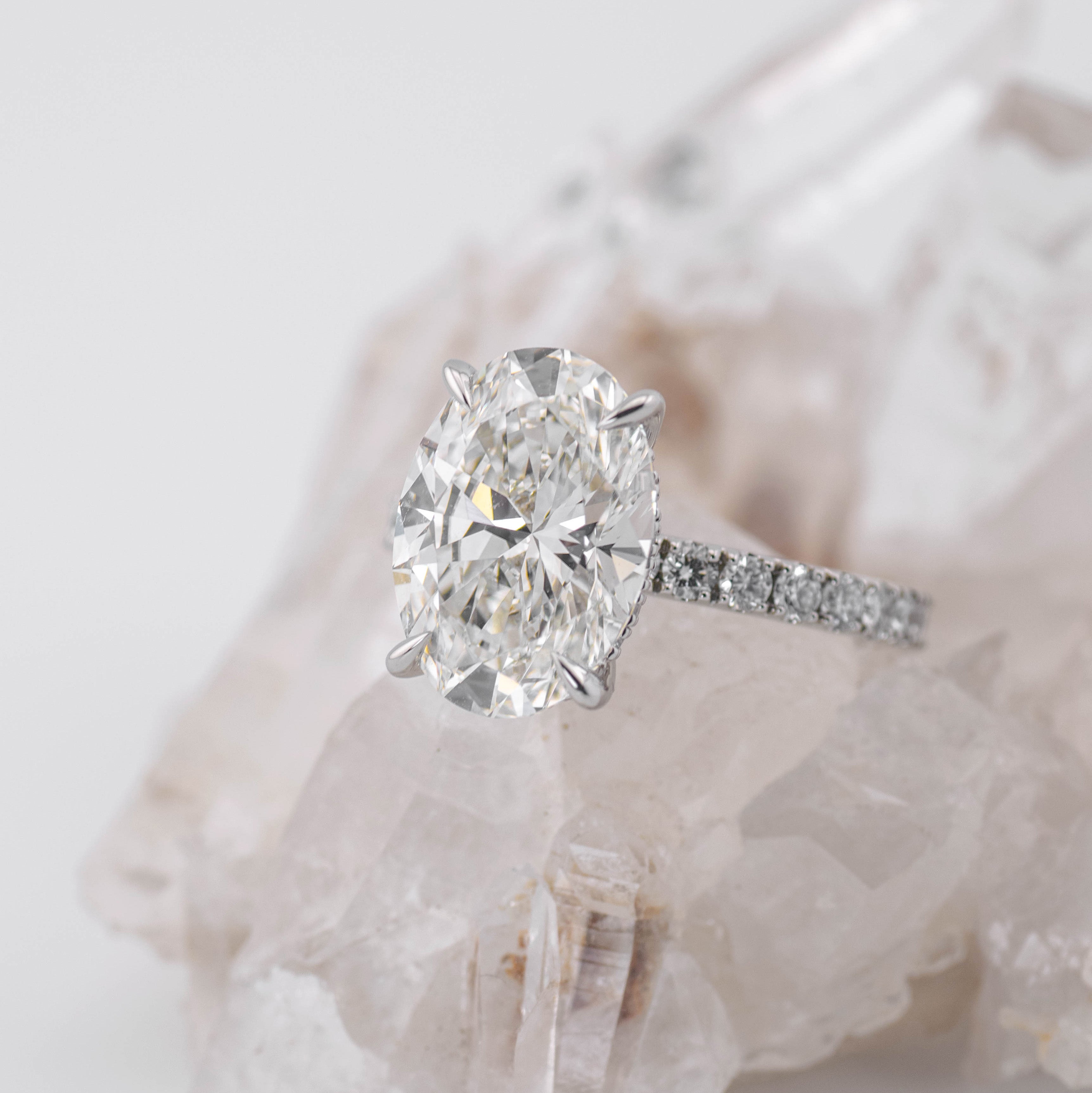 6ct Oval Solitaire with Hidden Halo & Pave Band (made to order) E/F VVS2 (Custom Listing)