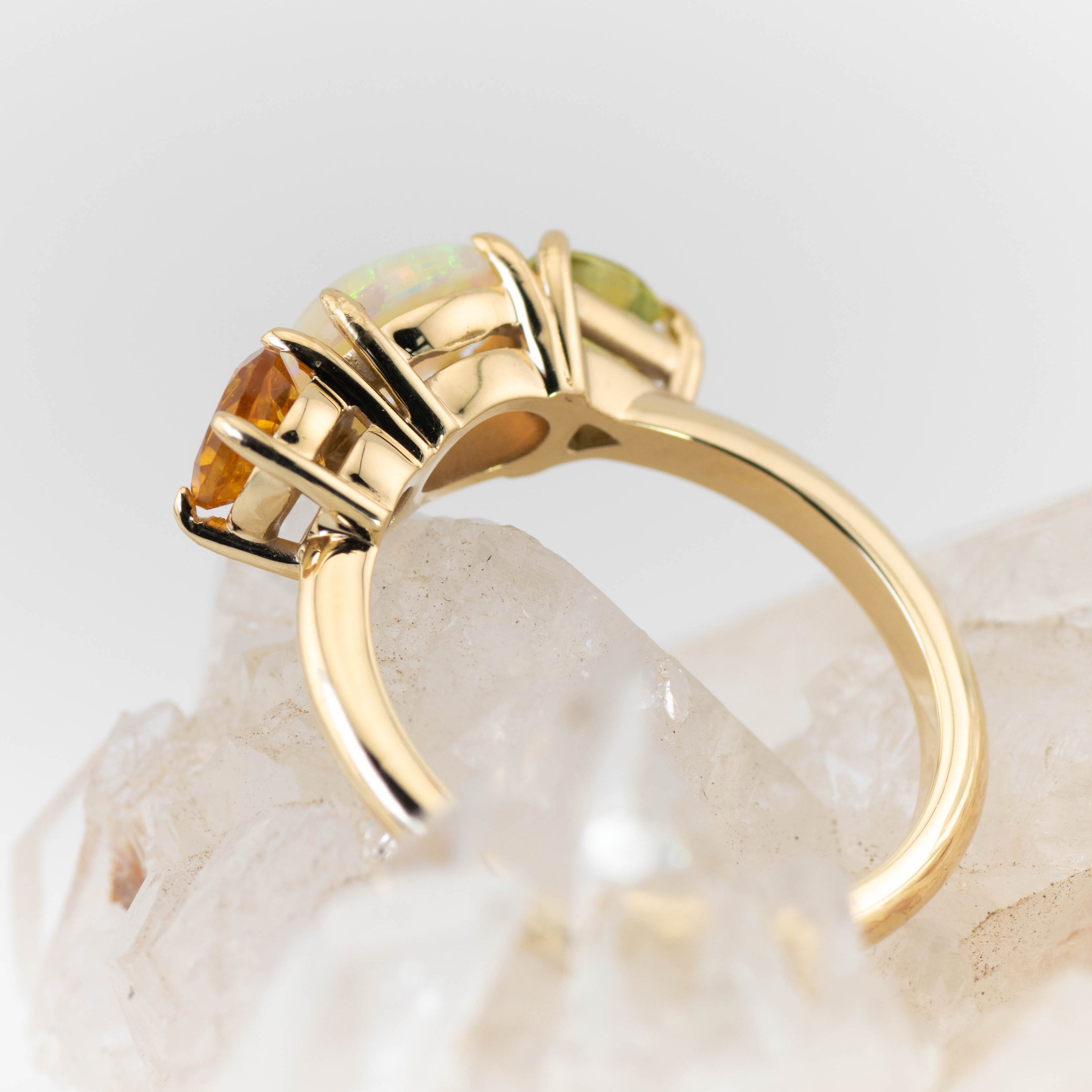 Reverse Autumn – Opal & Gemstone Cluster Ring (made to order)