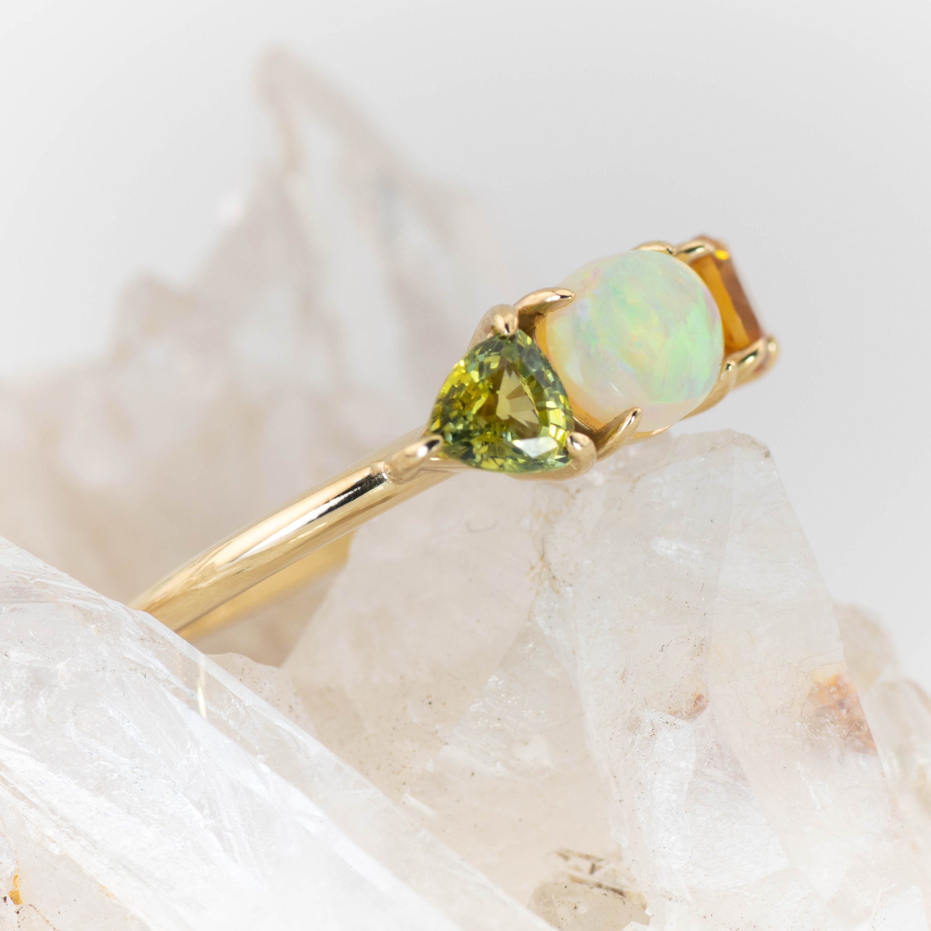 Reverse Autumn – Opal & Gemstone Cluster Ring (made to order)