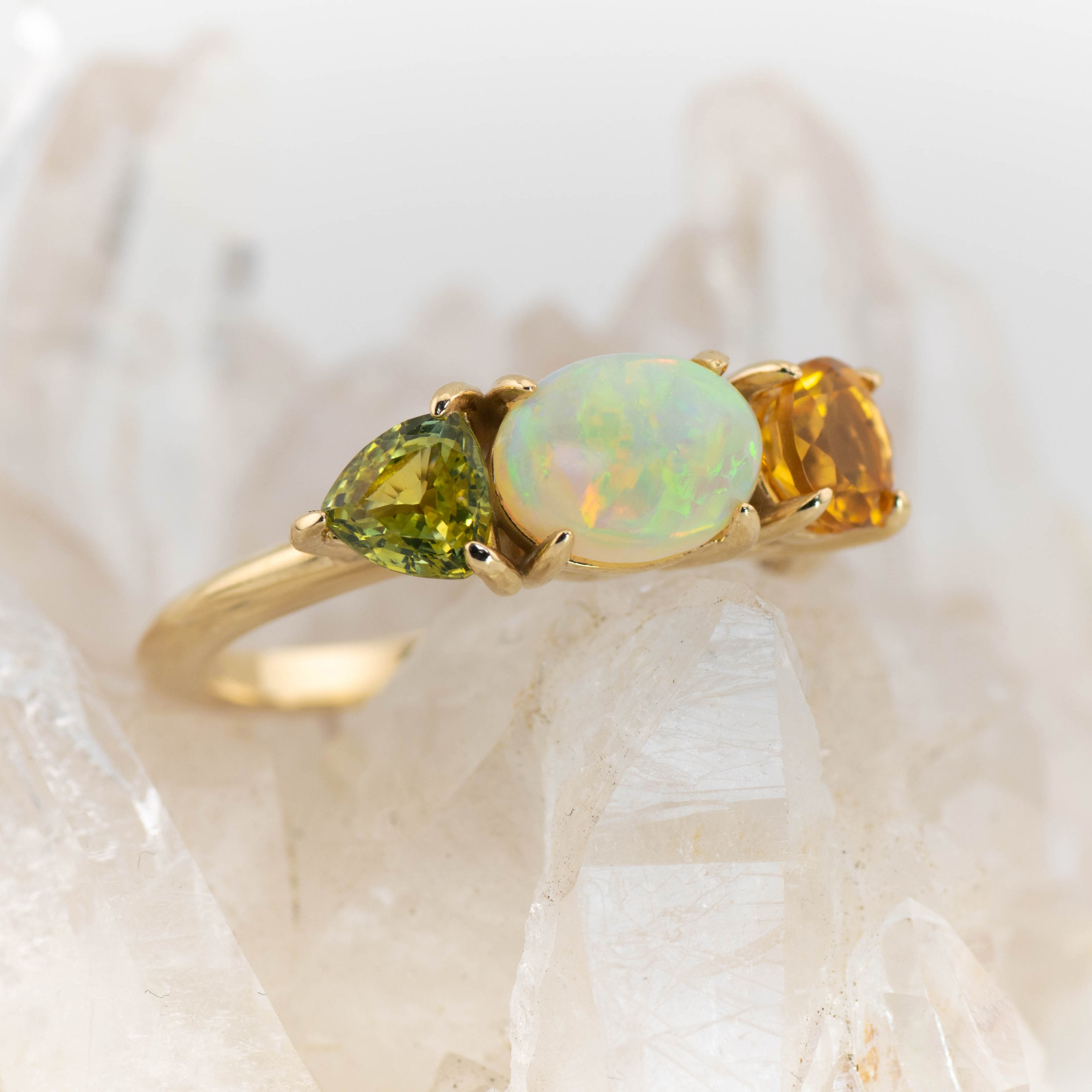Reverse Autumn – Opal & Gemstone Cluster Ring (made to order)