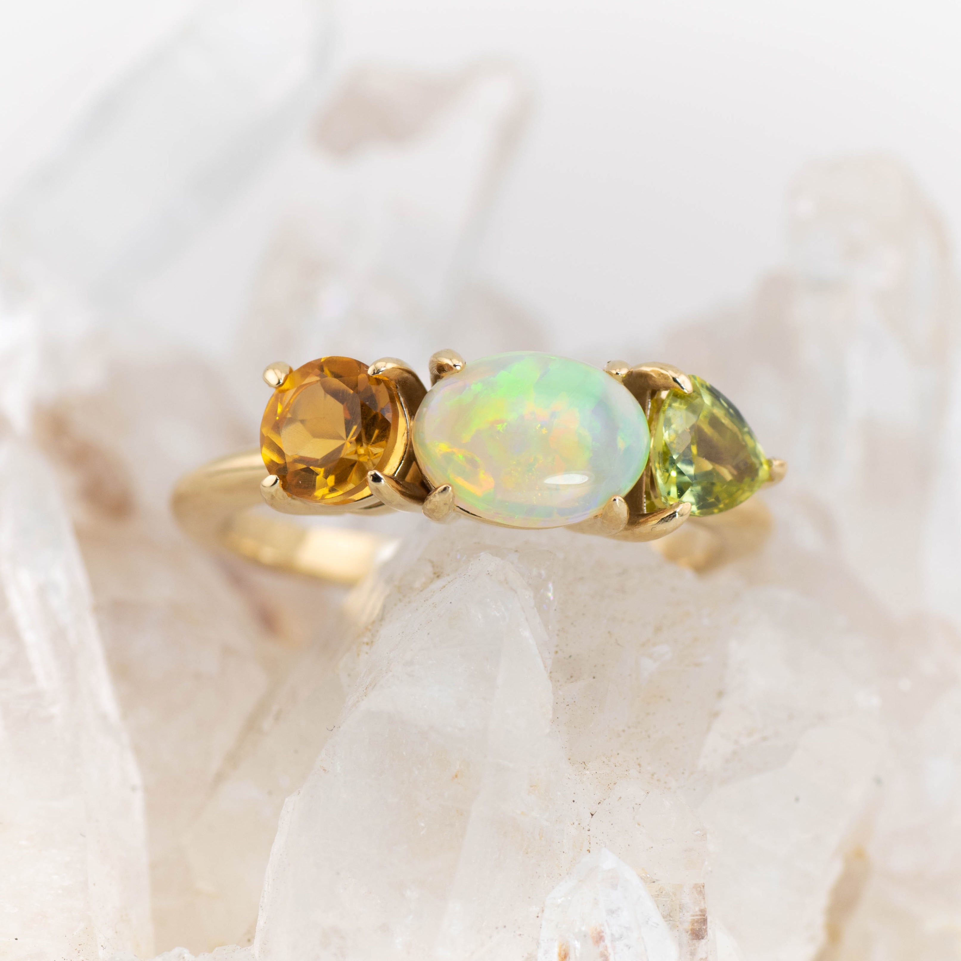 Reverse Autumn – Opal & Gemstone Cluster Ring (made to order)