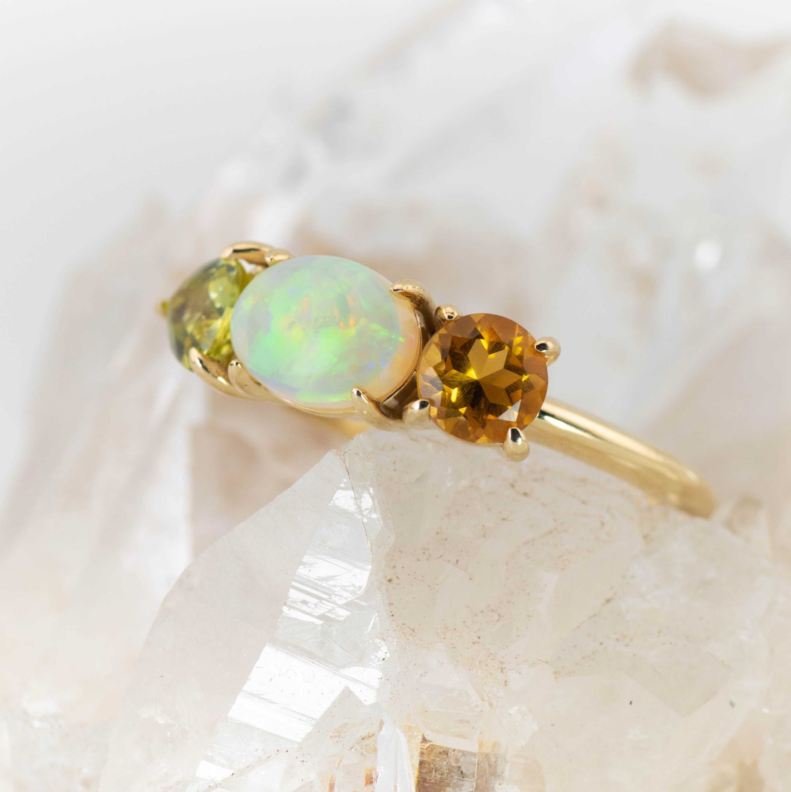 Reverse Autumn – Opal & Gemstone Cluster Ring (made to order)