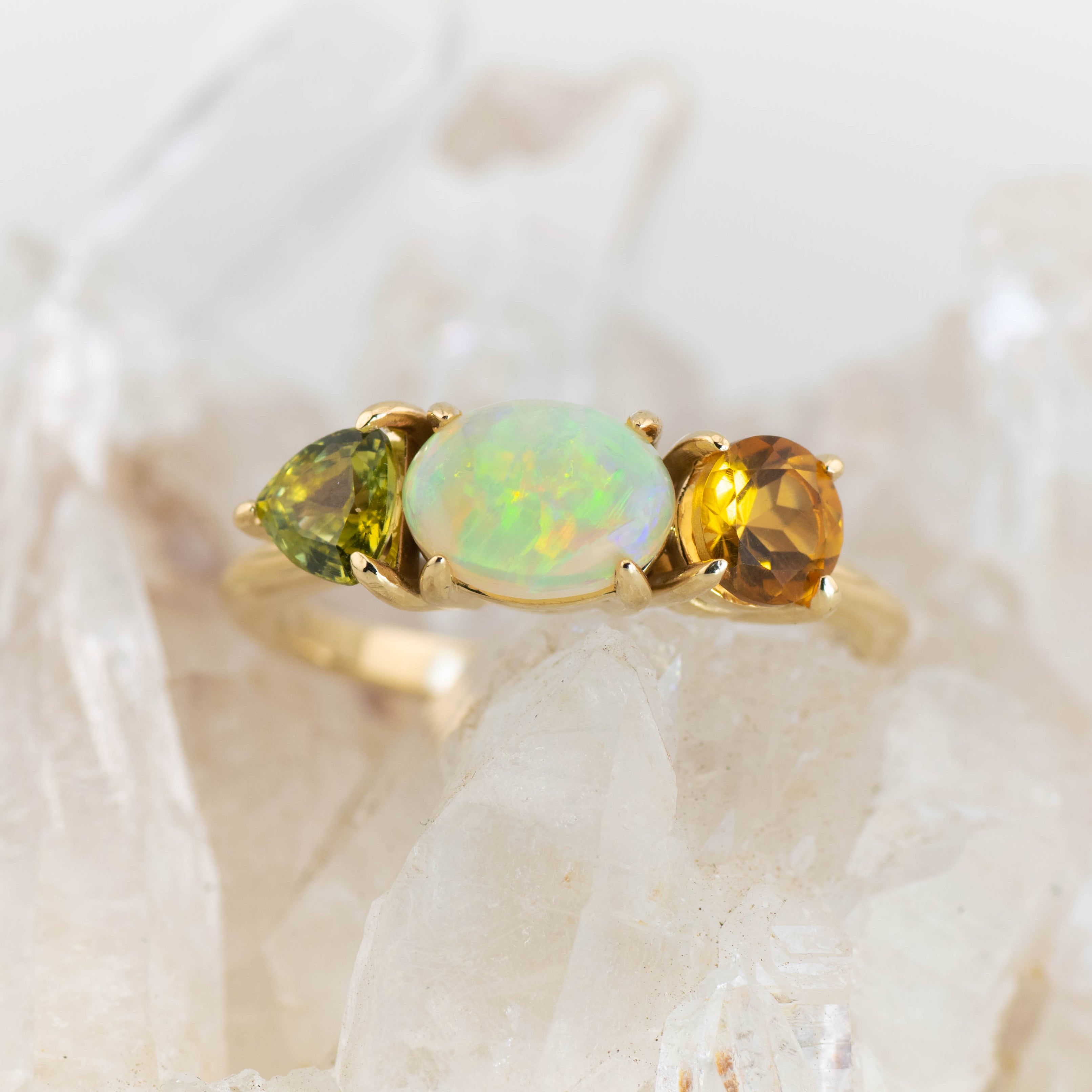 Reverse Autumn – Opal & Gemstone Cluster Ring (made to order)