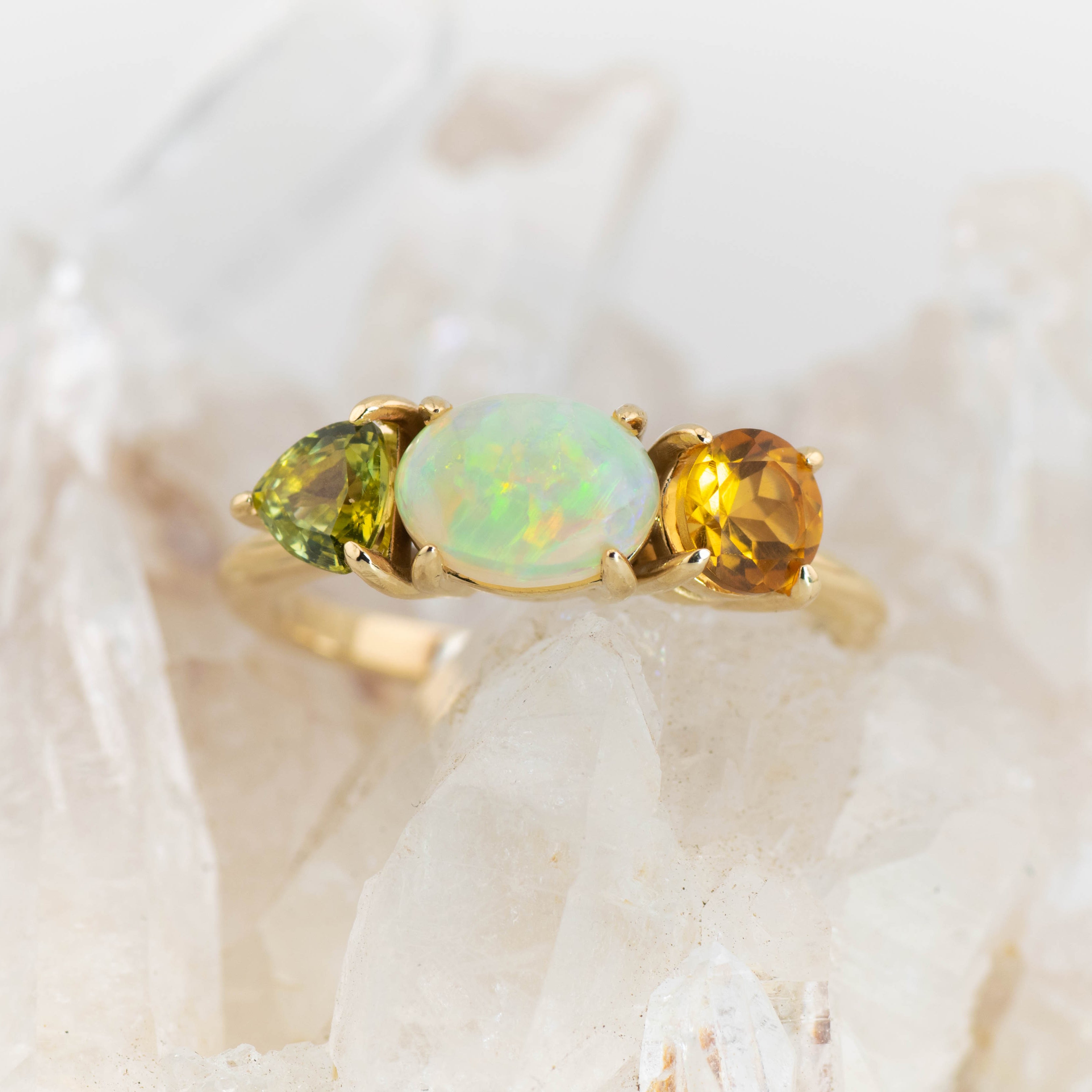 Reverse Autumn – Opal & Gemstone Cluster Ring (made to order)