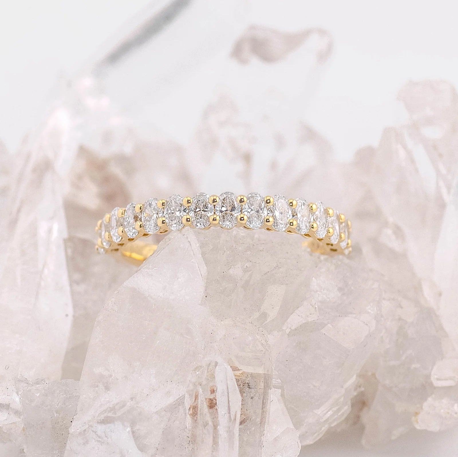 (Ready to Ship M) Charlotte 1/2 Band Oval Wedding/Eternity Ring 18k Yellow Gold