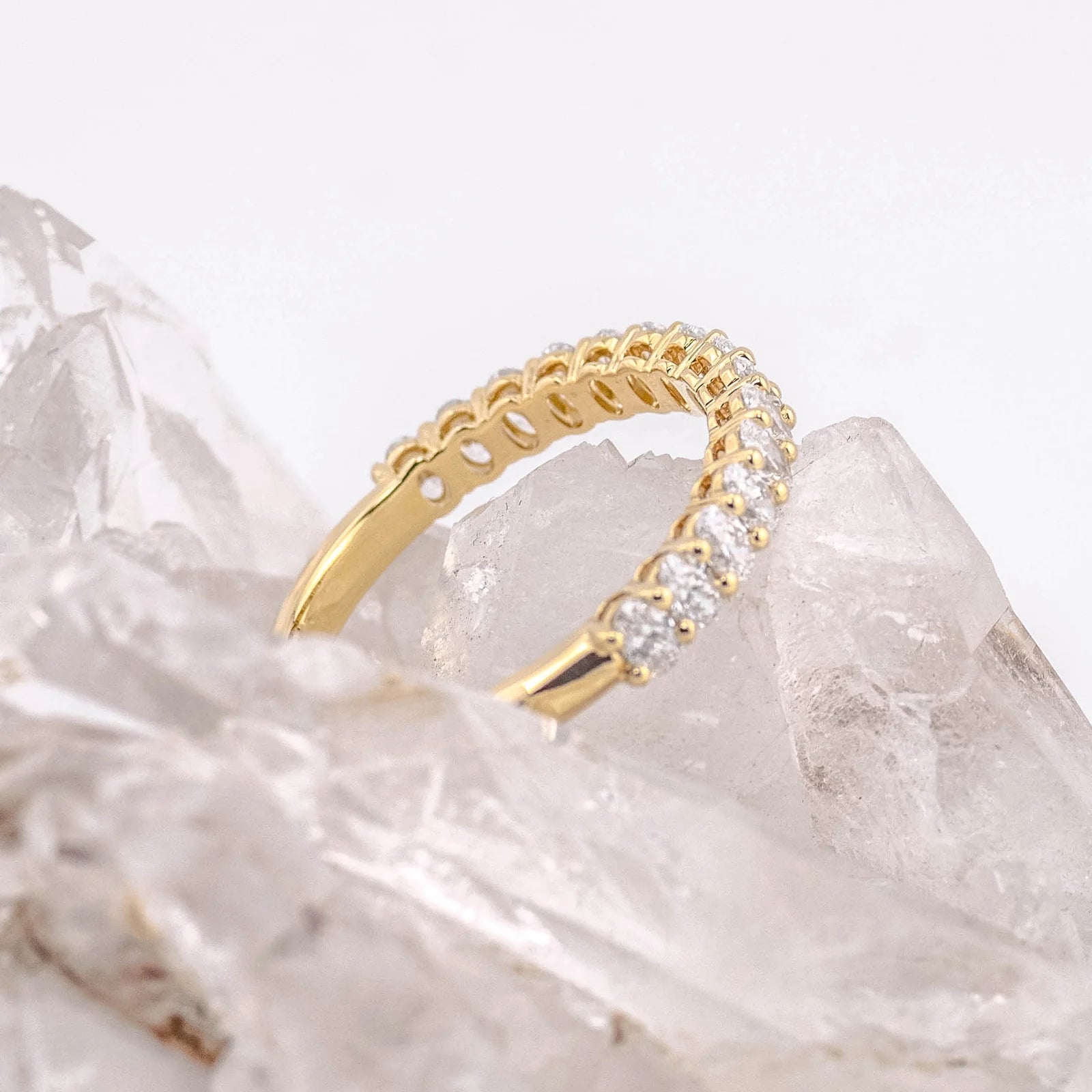 (Ready to Ship M) Charlotte 1/2 Band Oval Wedding/Eternity Ring 18k Yellow Gold