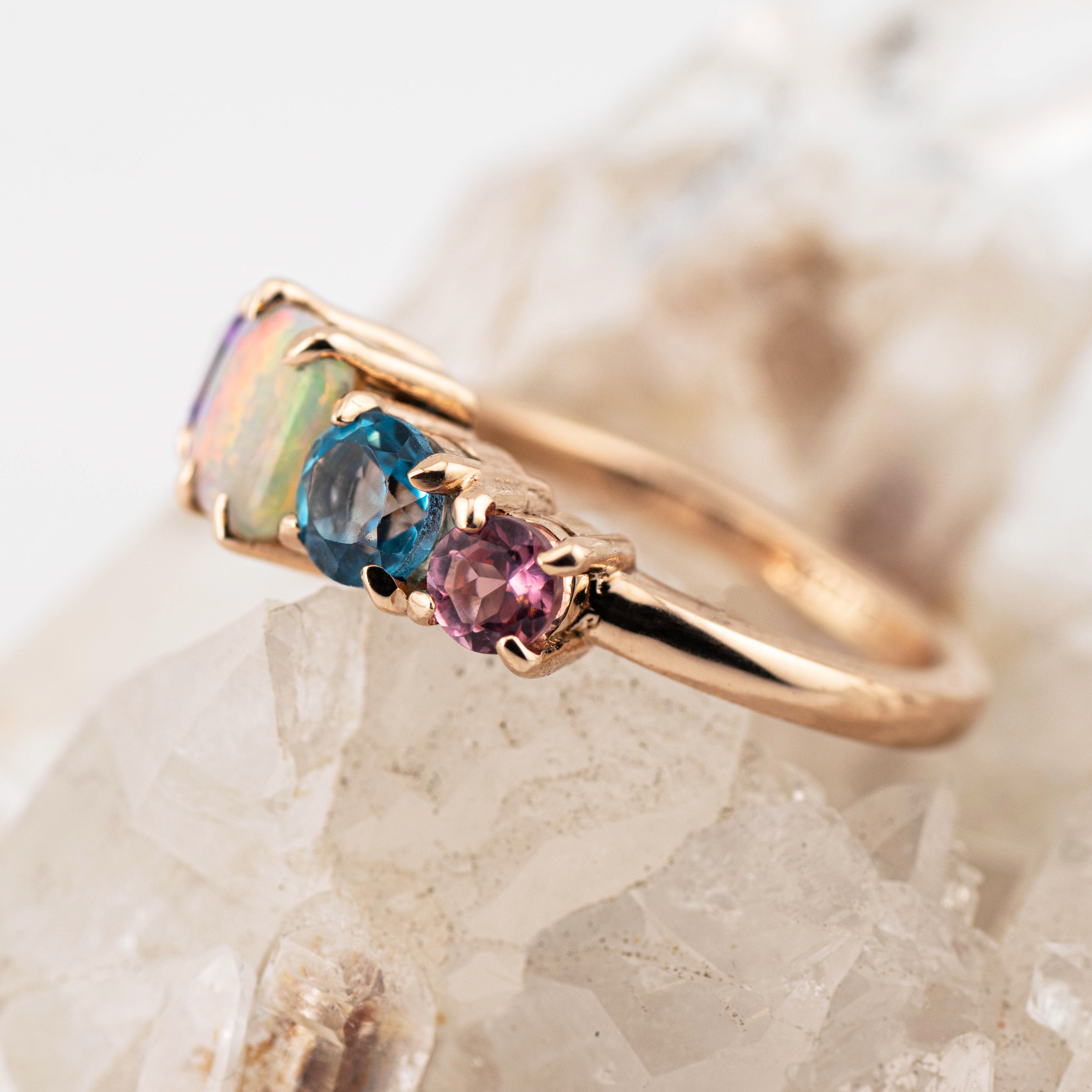 Coral – Opal & Gemstone Cluster Ring (in stock size N)