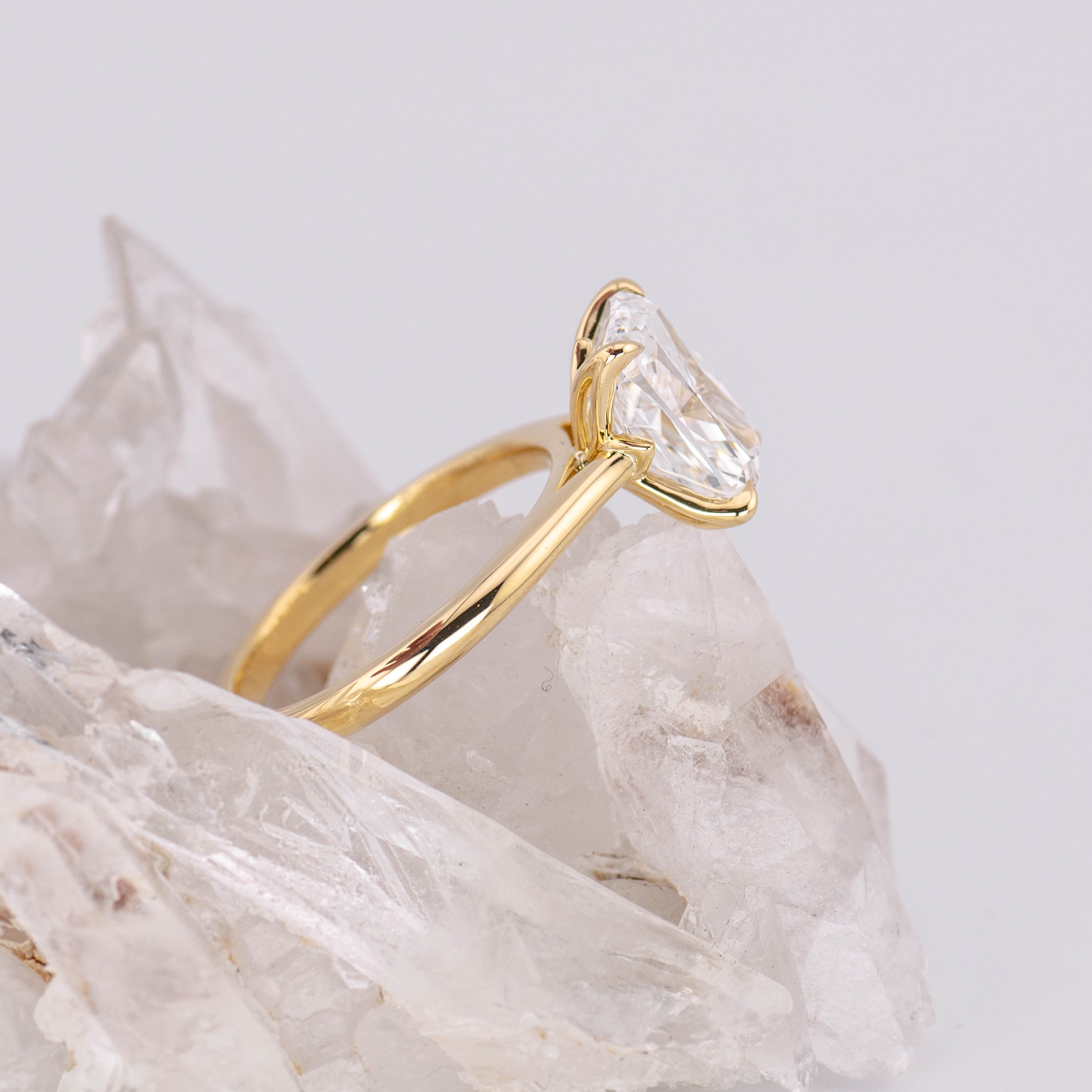 Lila 3.0 Petal Elongated Cushion – 3ct Elongated Cushion Solitaire in 18k Yellow Gold