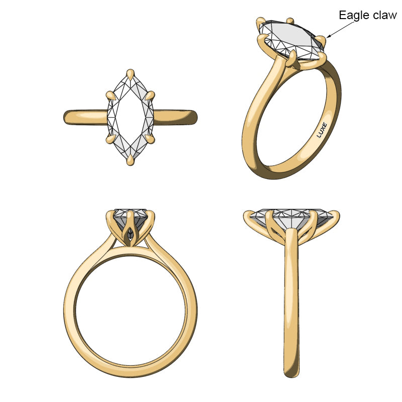 Custom Listing Marquise Petal Solitaire