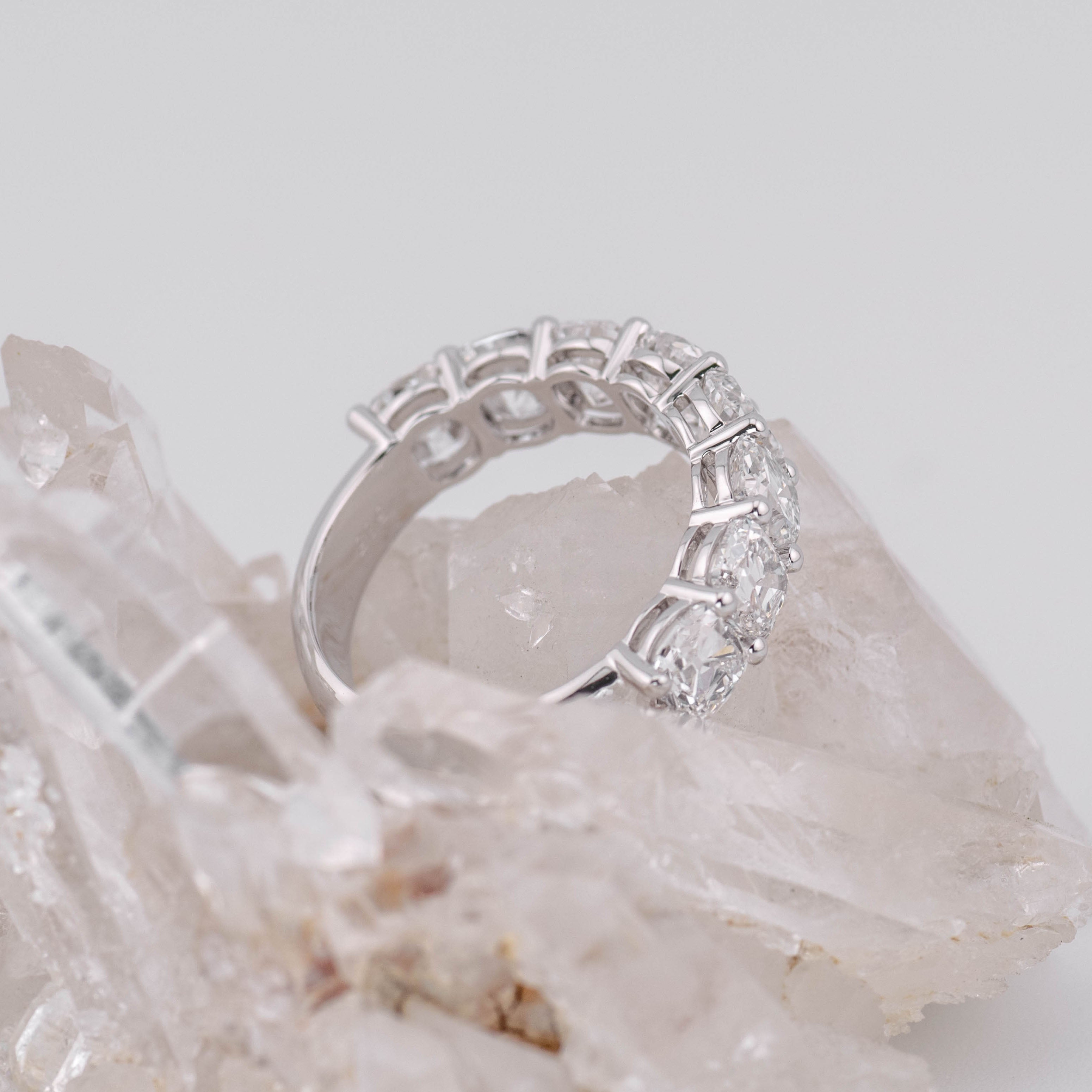 (Ready to Ship Size N) - 4.01ct Old Mine Wedding/Eternity Ring in 14k White Gold