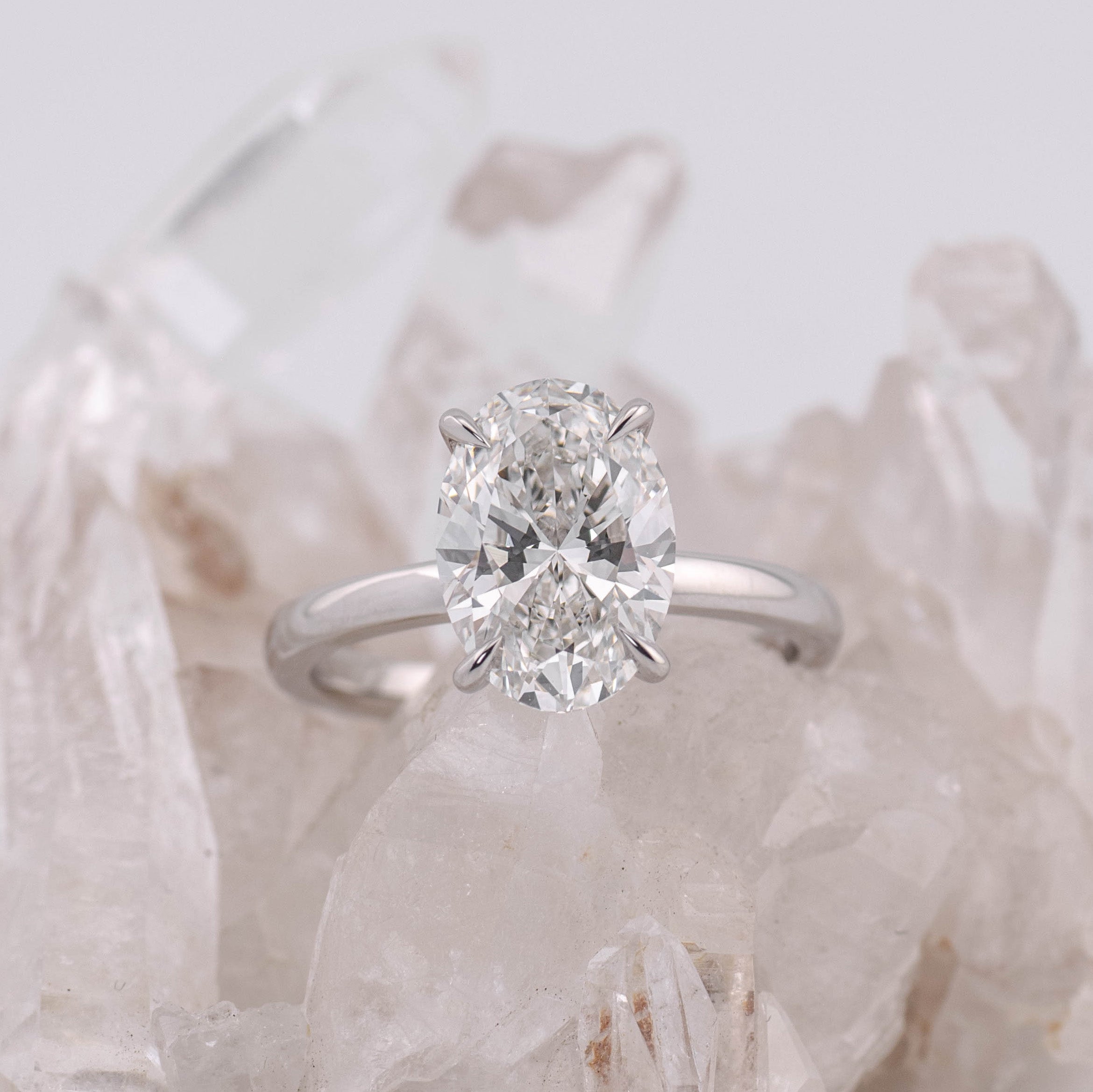 Kate 3.0 – 4 Claw 3ct Oval Solitaire (Made to Order) F Colour VVS2