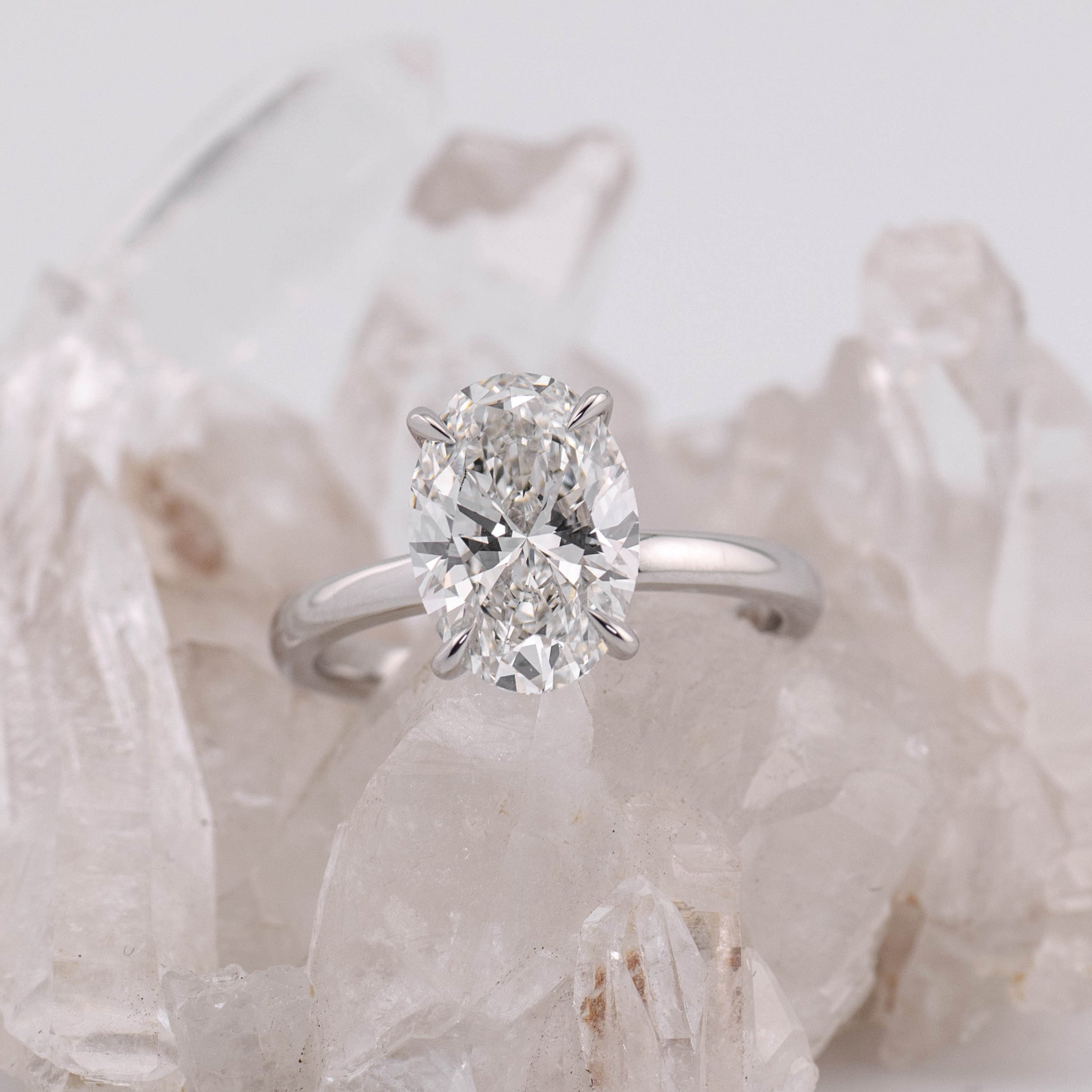 Kate 3.0 – 4 Claw 3ct Oval Solitaire (Made to Order) F Colour VVS2