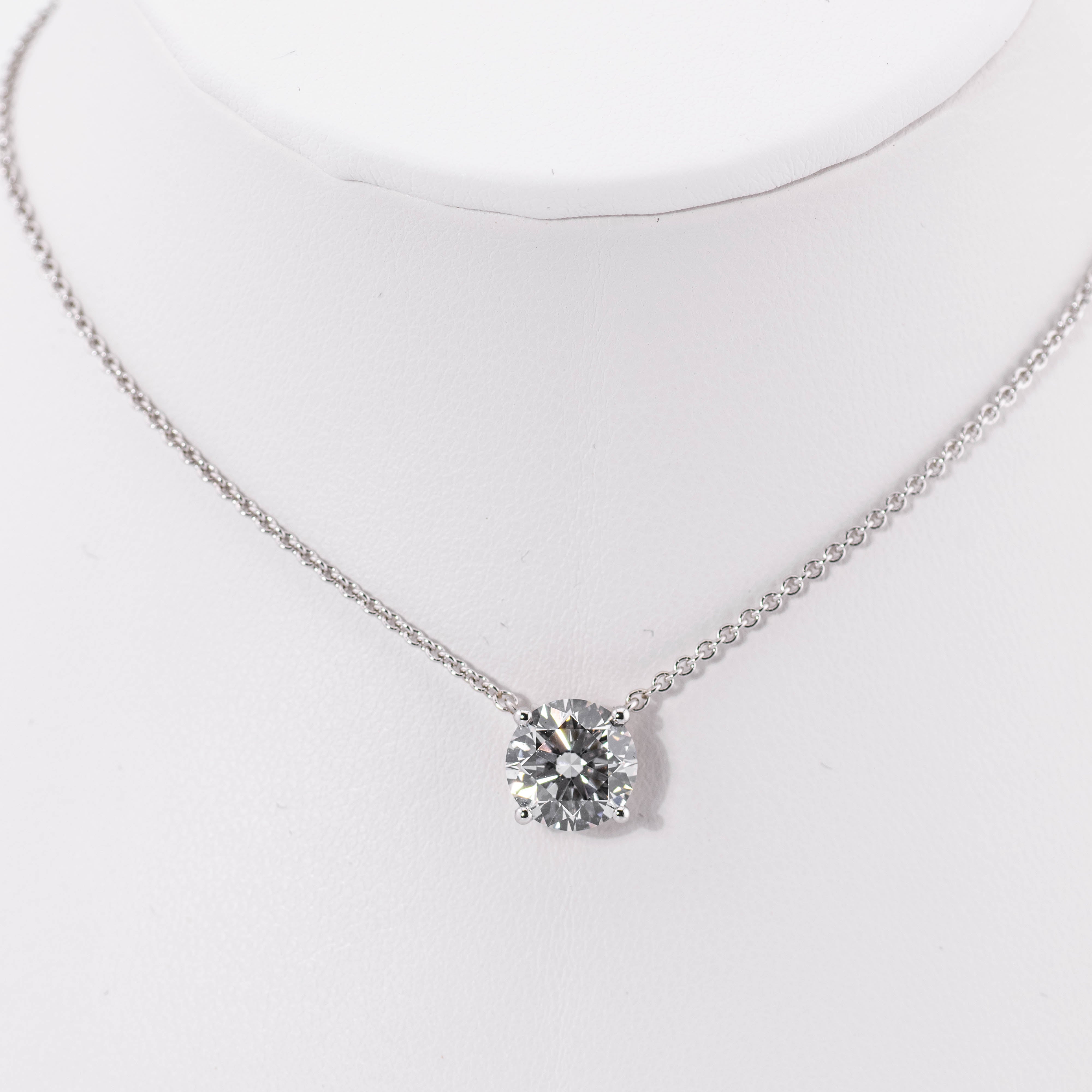 2ct White Gold Brilliant Round Cut Pendant and Chain