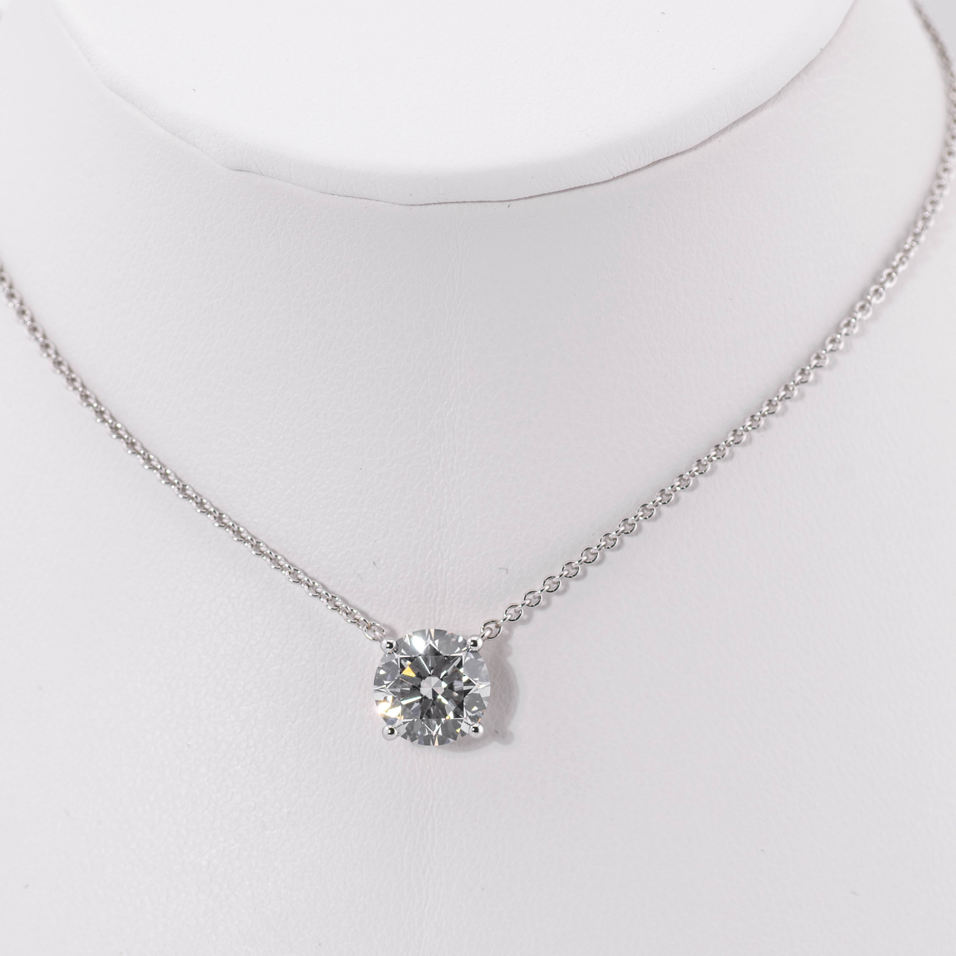 2ct White Gold Brilliant Round Cut Pendant and Chain