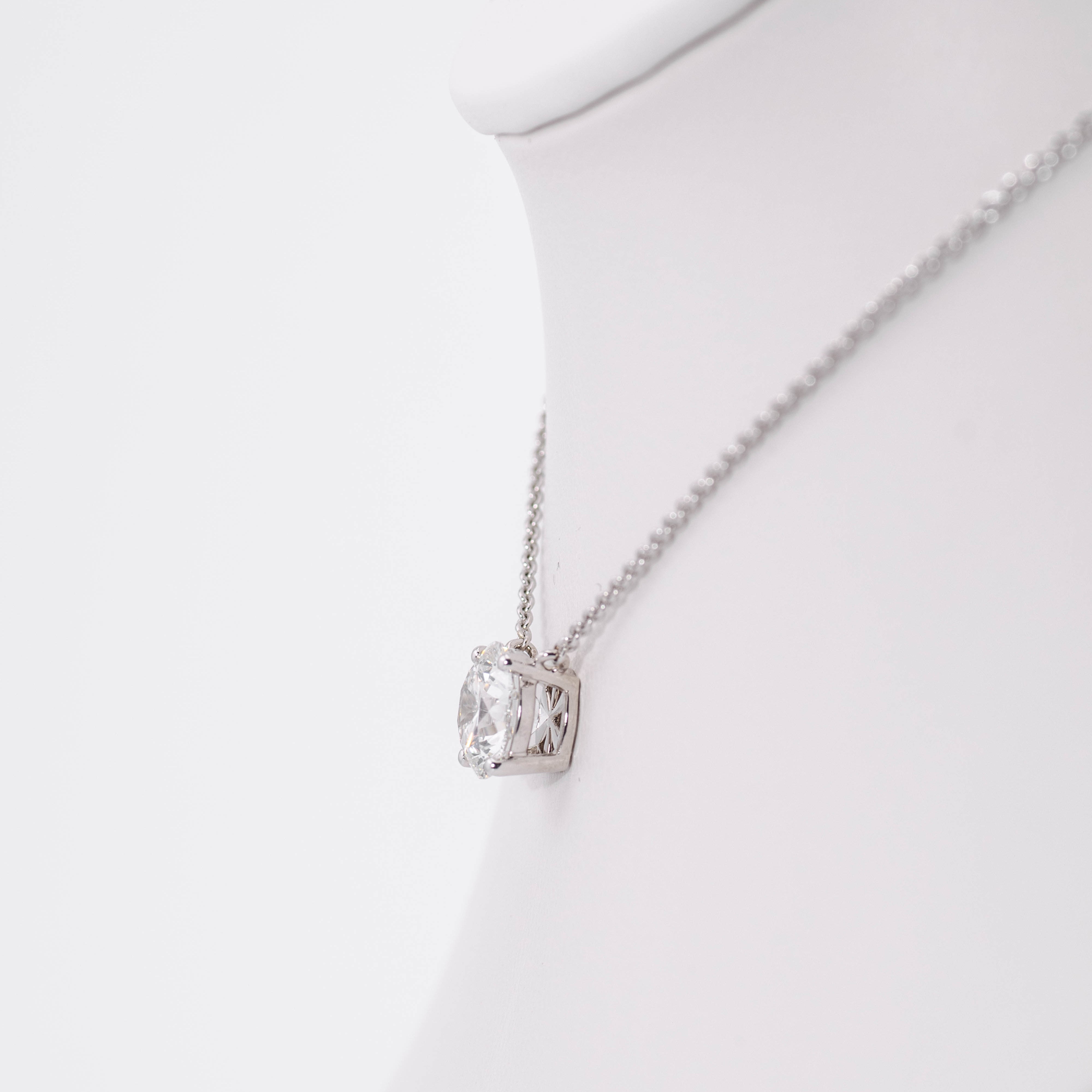 2ct White Gold Brilliant Round Cut Pendant and Chain