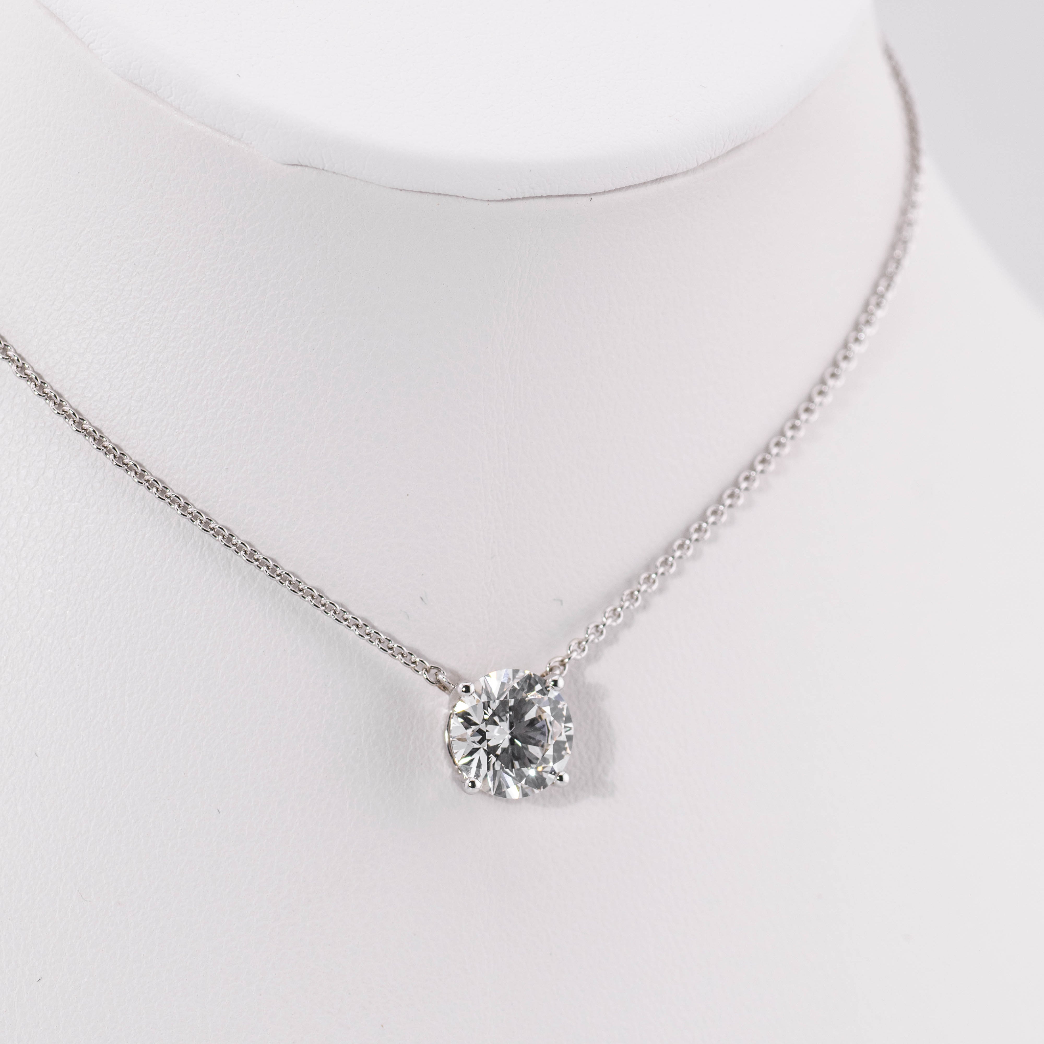 2ct White Gold Brilliant Round Cut Pendant and Chain