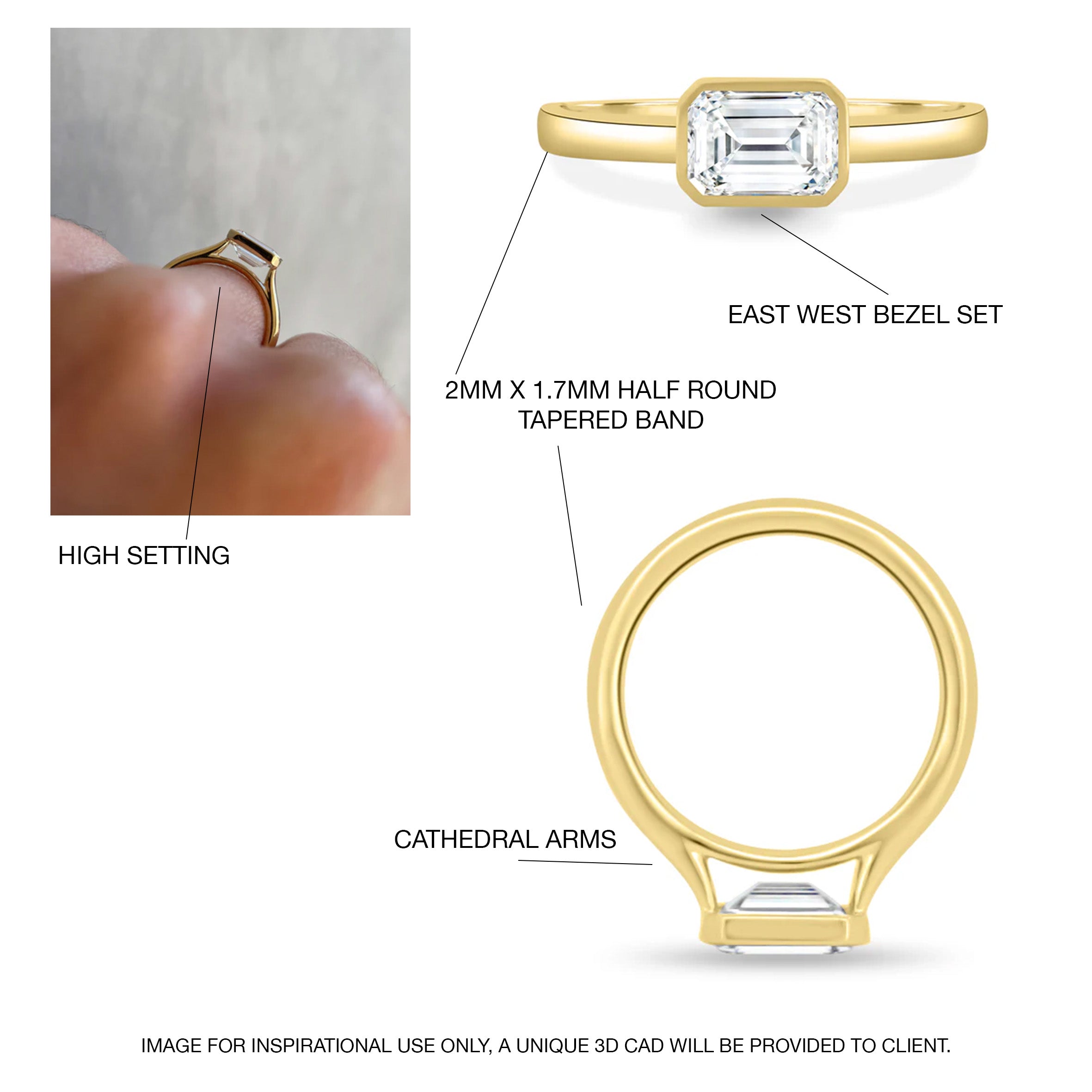 Custom East West Bezel Set Emerald 2.5ct