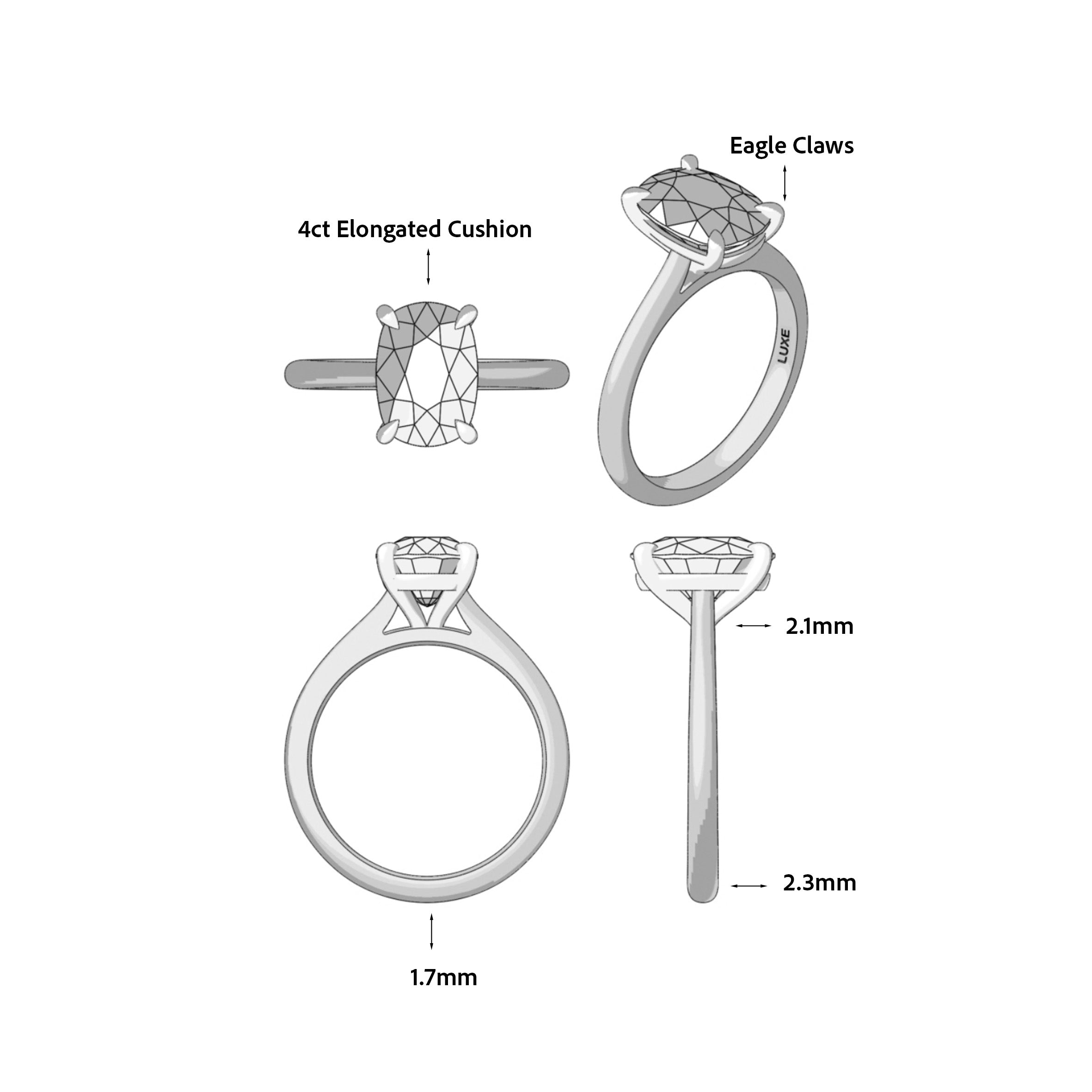 Custom Listing - Elongated Cushion Solitaire