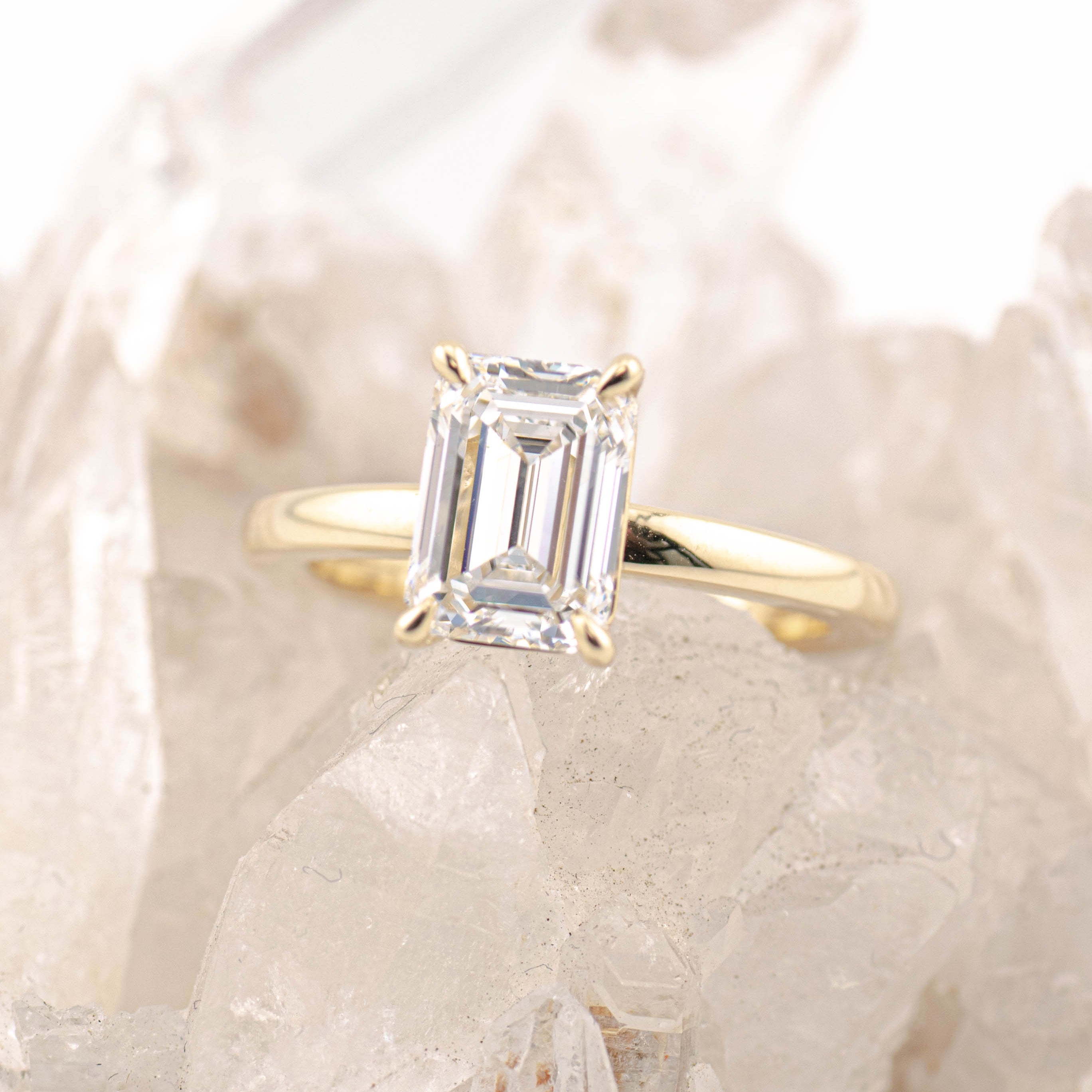 Emma 2.5 – 4 Claw 2ct Emerald Cut Solitaire (Made to Order) E Colour VVS1