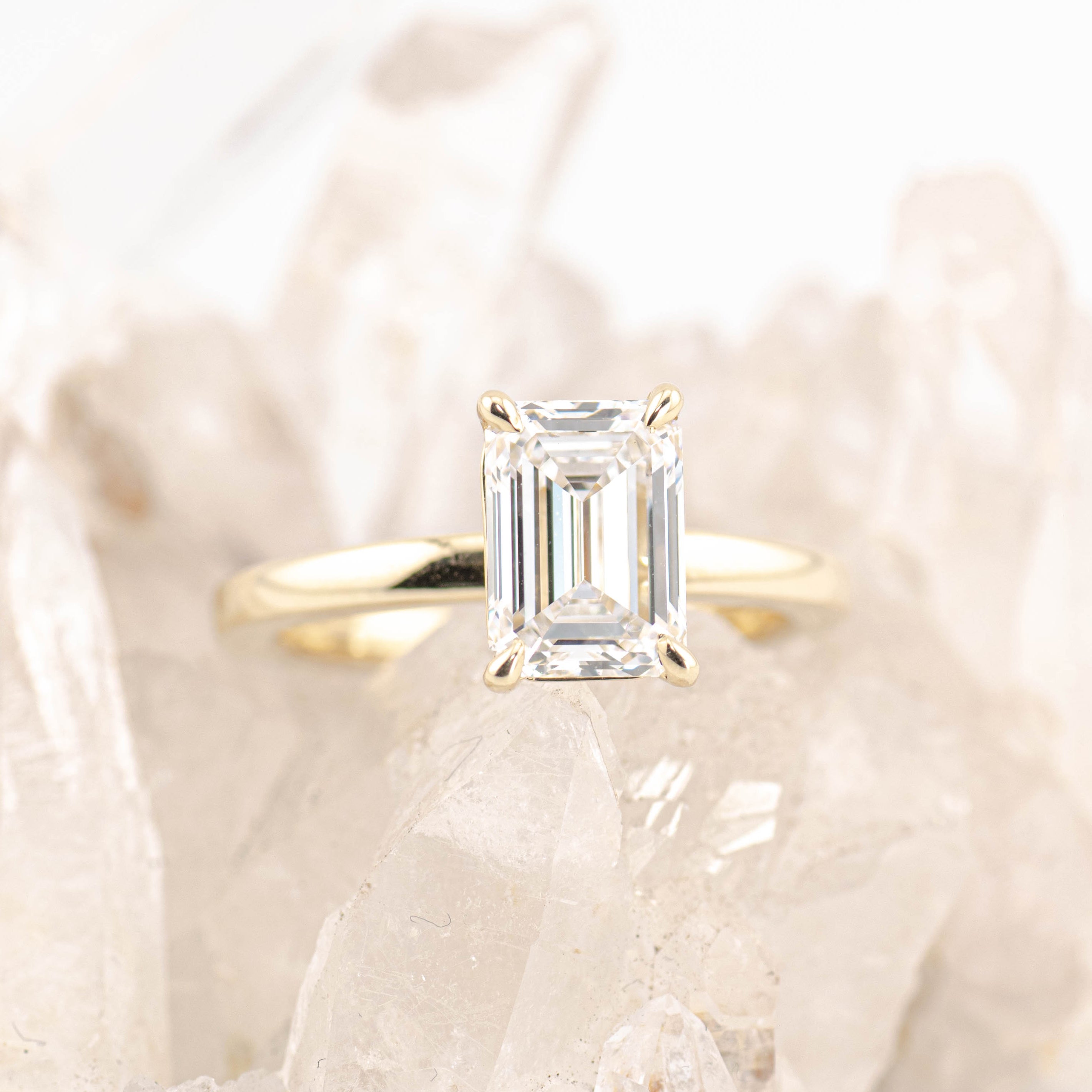 Emma 2.5 – 4 Claw 2ct Emerald Cut Solitaire (Made to Order) E Colour VVS1