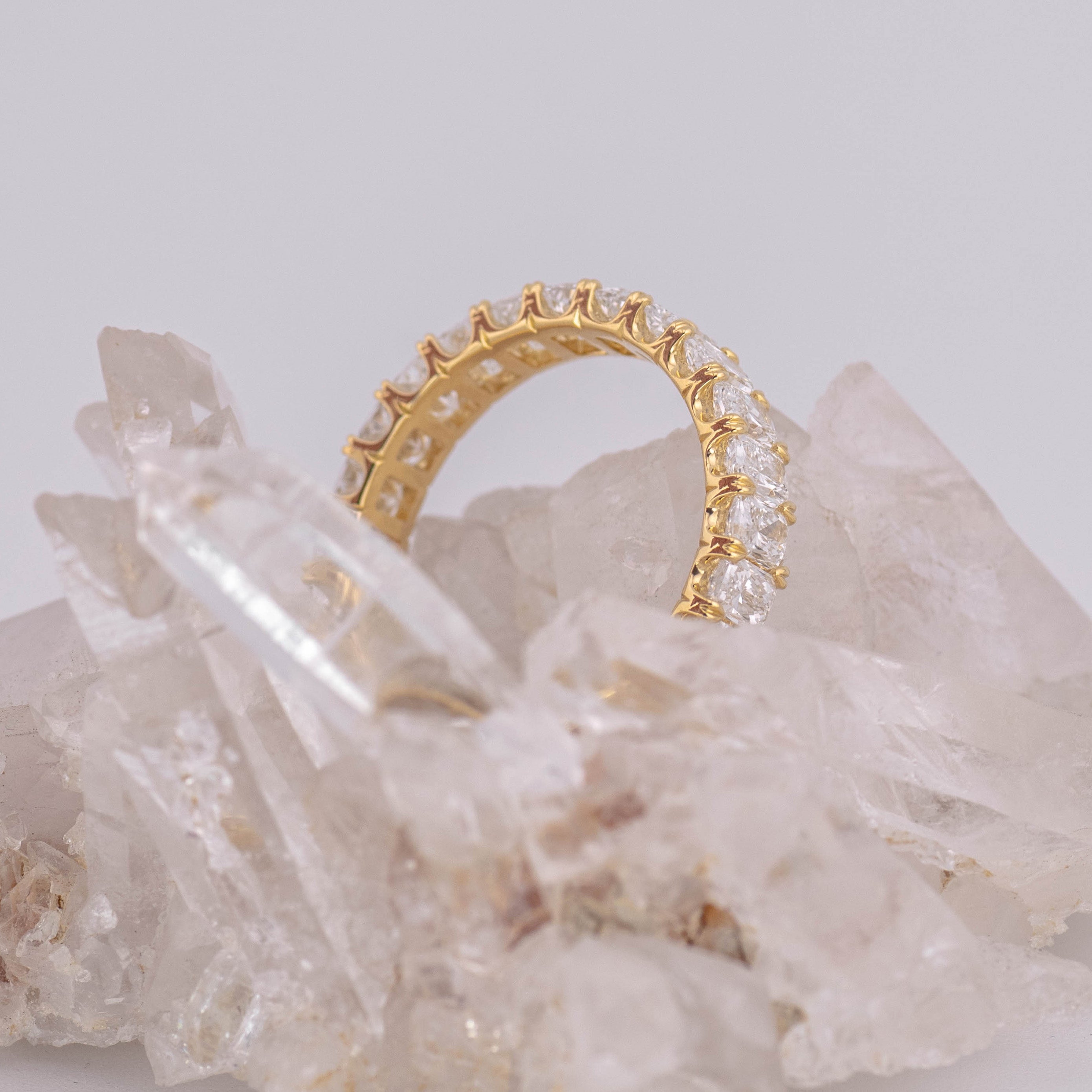 (Ready to Ship Size N) Harper 3/4 Diamond Set Wedding/Eternity Ring in 18k Yellow Gold