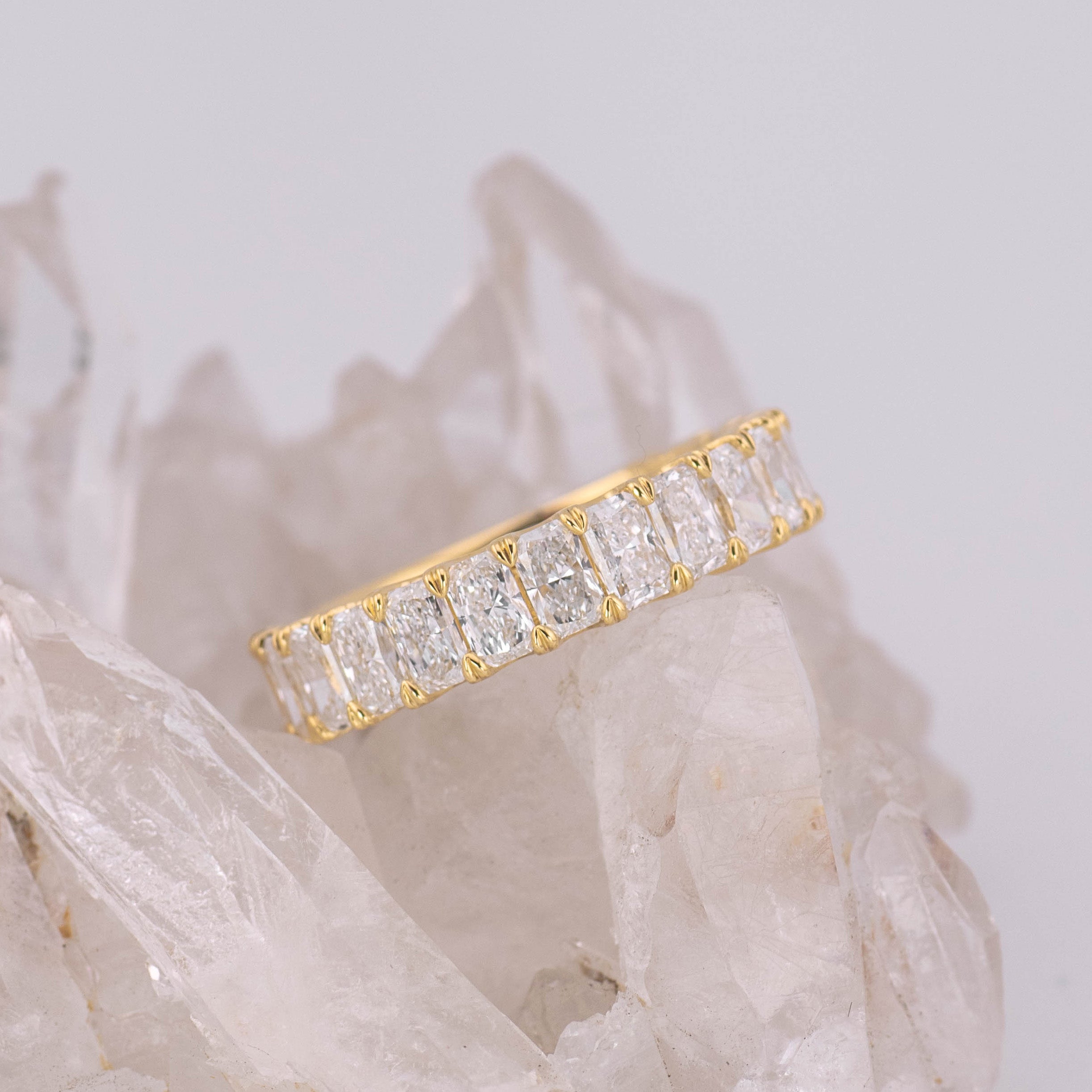 (Ready to Ship Size N) Harper 3/4 Diamond Set Wedding/Eternity Ring in 18k Yellow Gold