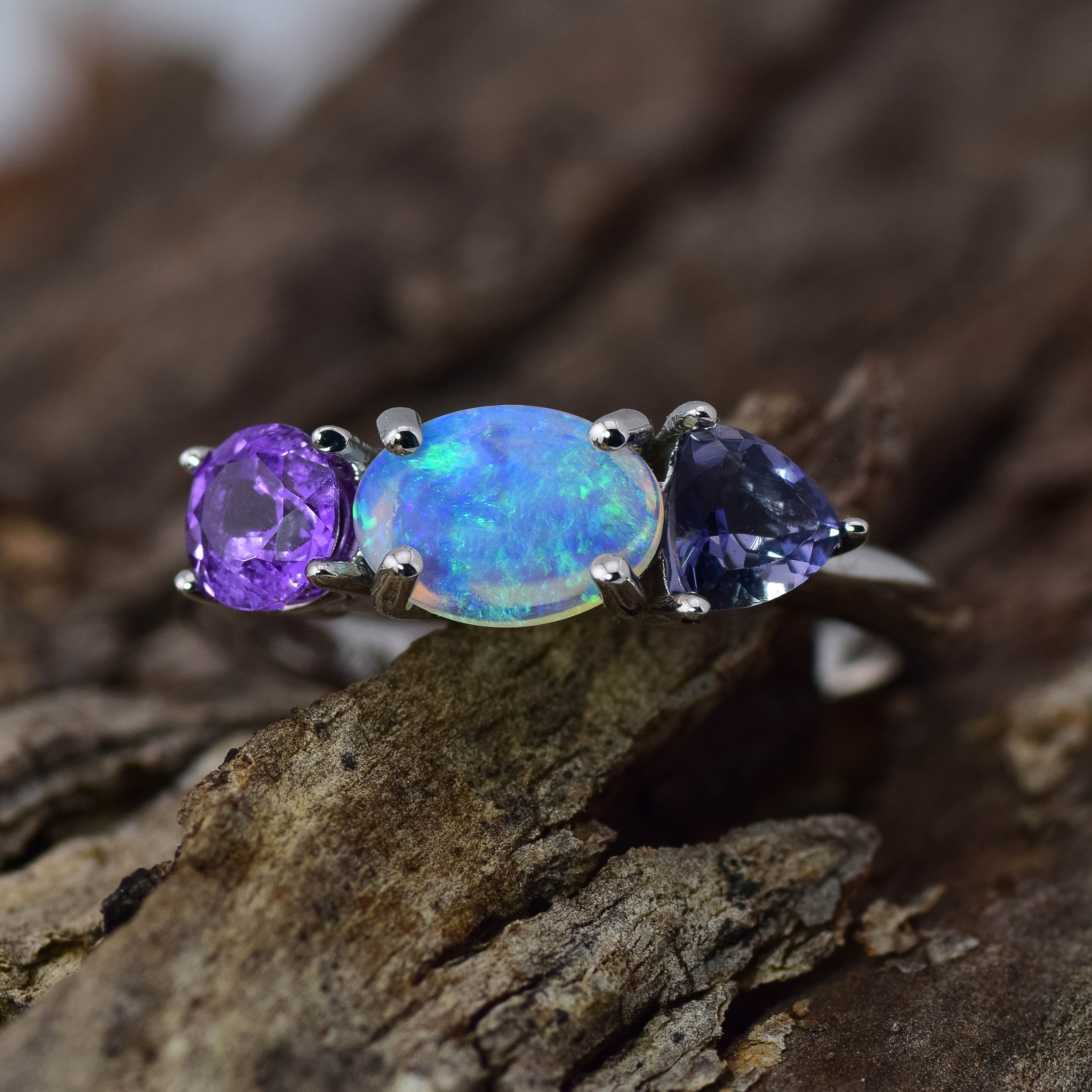 Indigo – Opal & Gemstone Cluster Ring (in stock size O)
