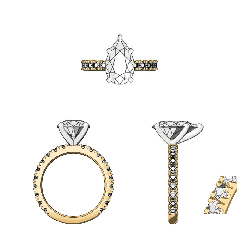 2ct - 2.5ct Pear Solitaire with Pave Band (made to order)