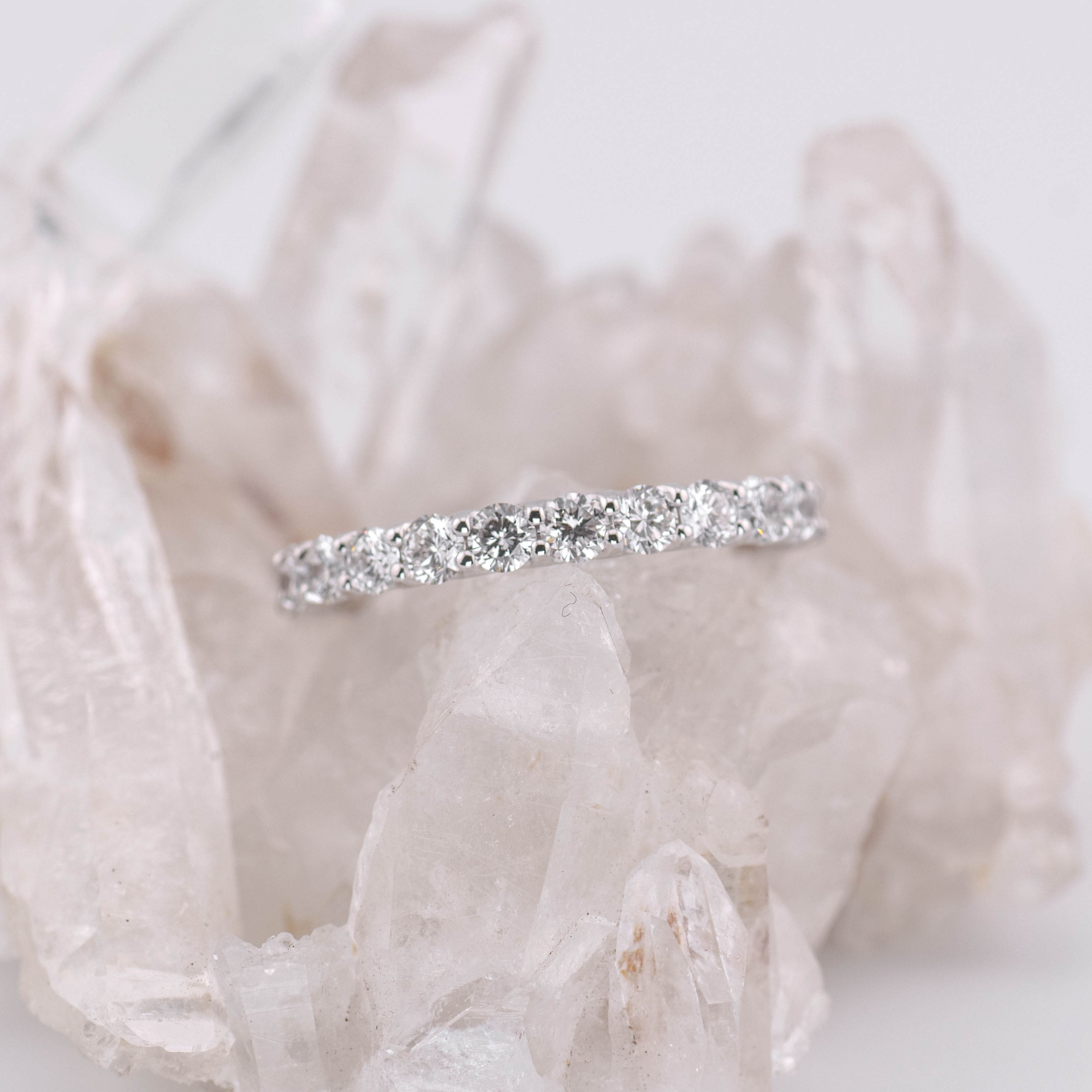 (Ready to Ship Size M) Madison 1/2 2.5mm Wedding/Eternity Band in 18k White Gold