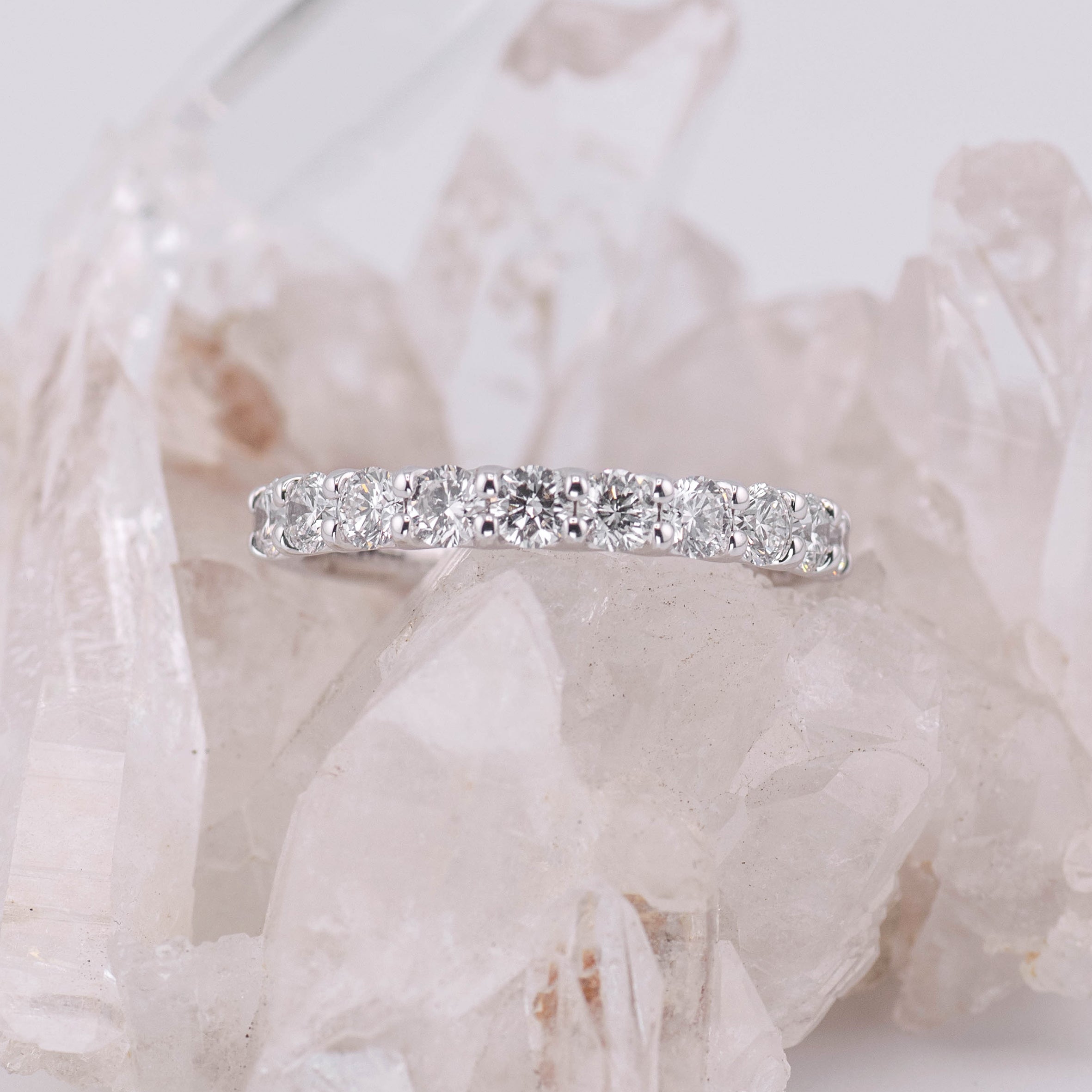 (Ready to Ship M) Madison 2.8mm 1/2 Band Wedding/Eternity Ring 18k White Gold